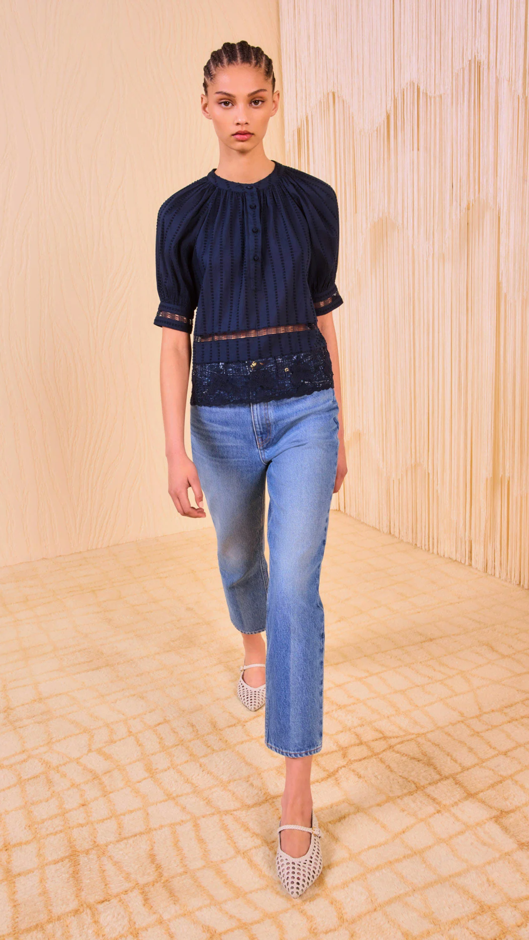 Ulla Johnson Faye Puff Sleeve Blouse in Midnight