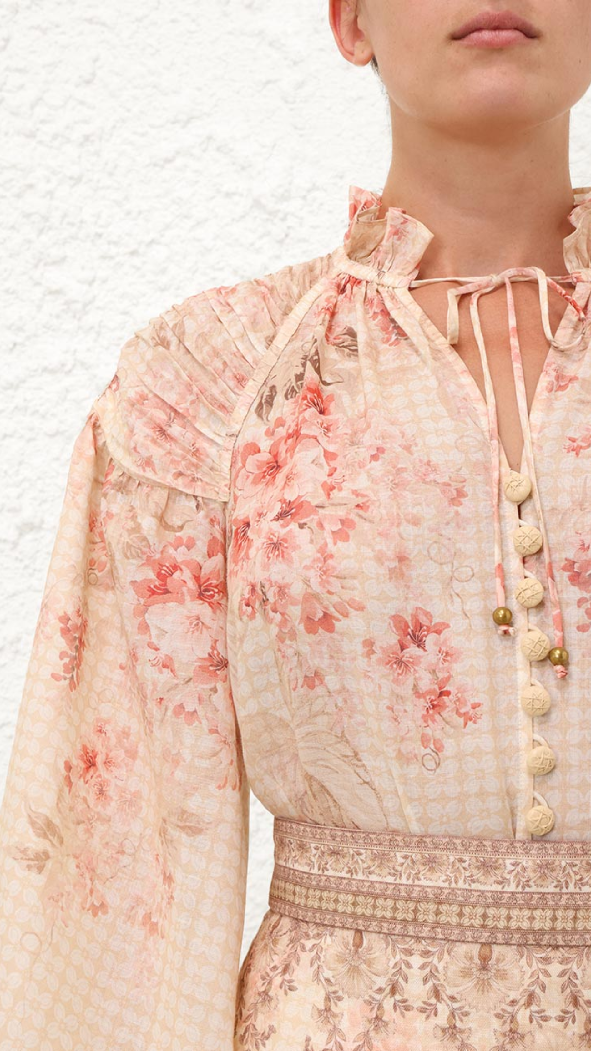 Zimmermann Illuminate Billow Blouse in Coral