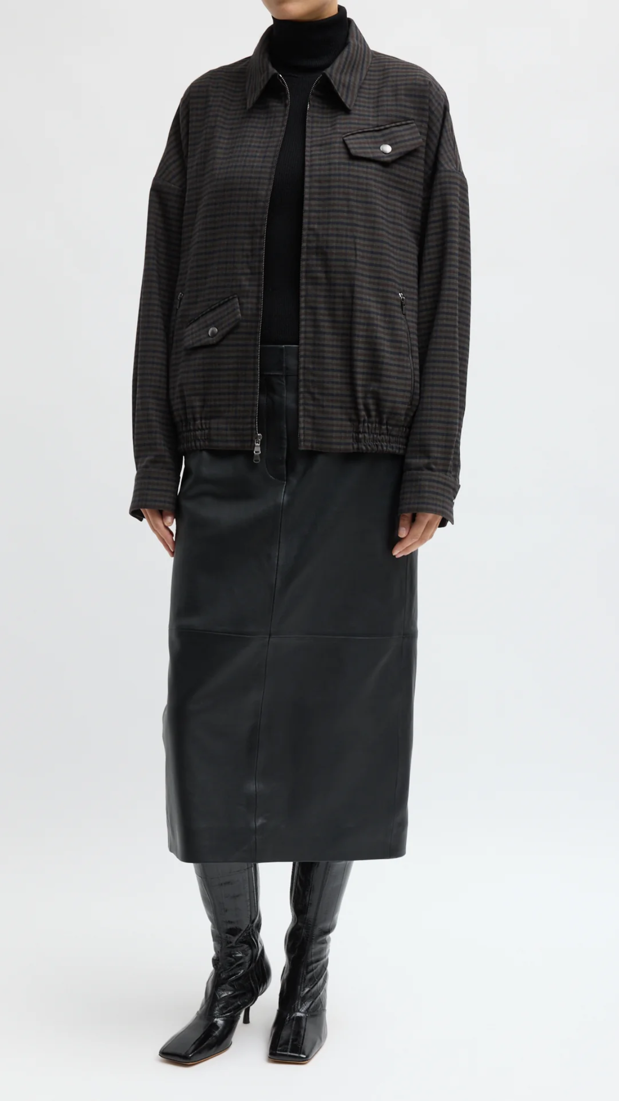 Tibi Cedrick Suiting Bomber Jacket in Grey Multi
