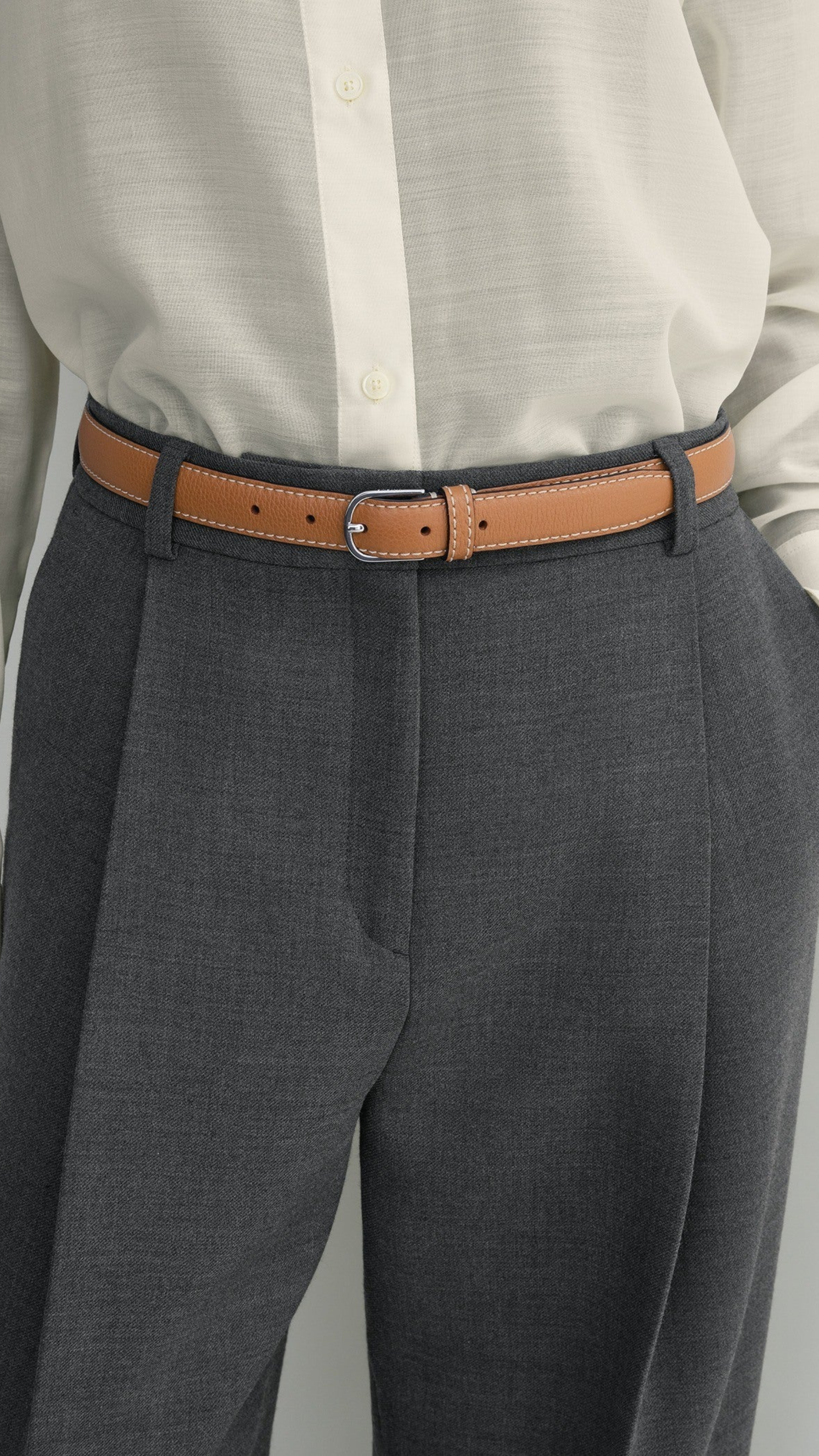Toteme Slim Trouser Leather Belt in Tan