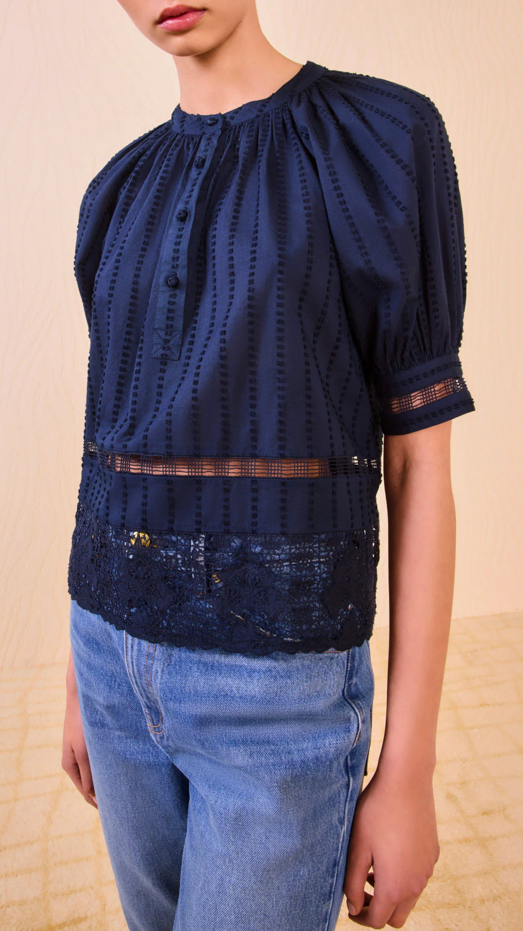 Ulla Johnson Faye Puff Sleeve Blouse in Midnight