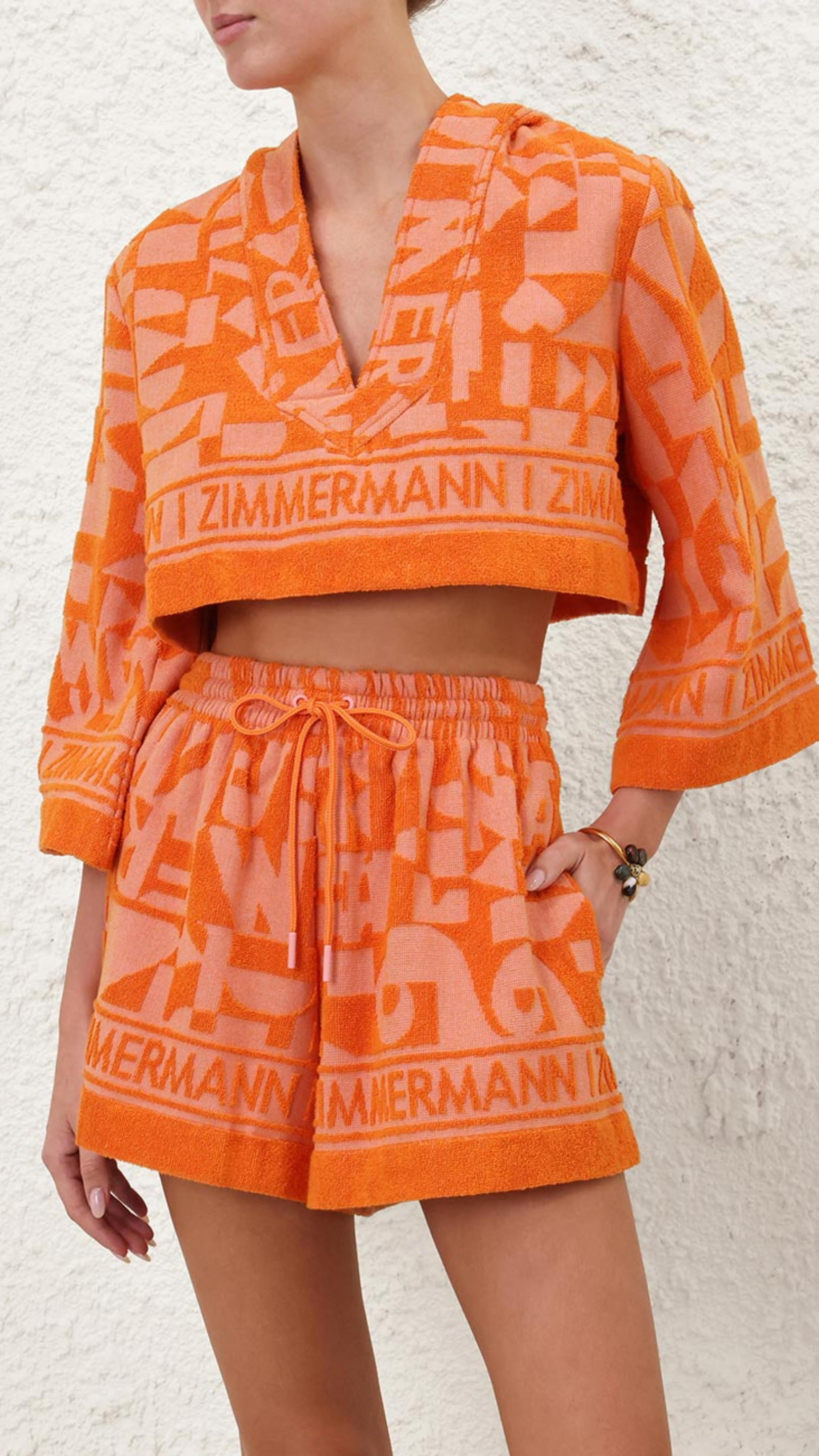 Zimmermann Solstice Towelling Top in Orange Pink