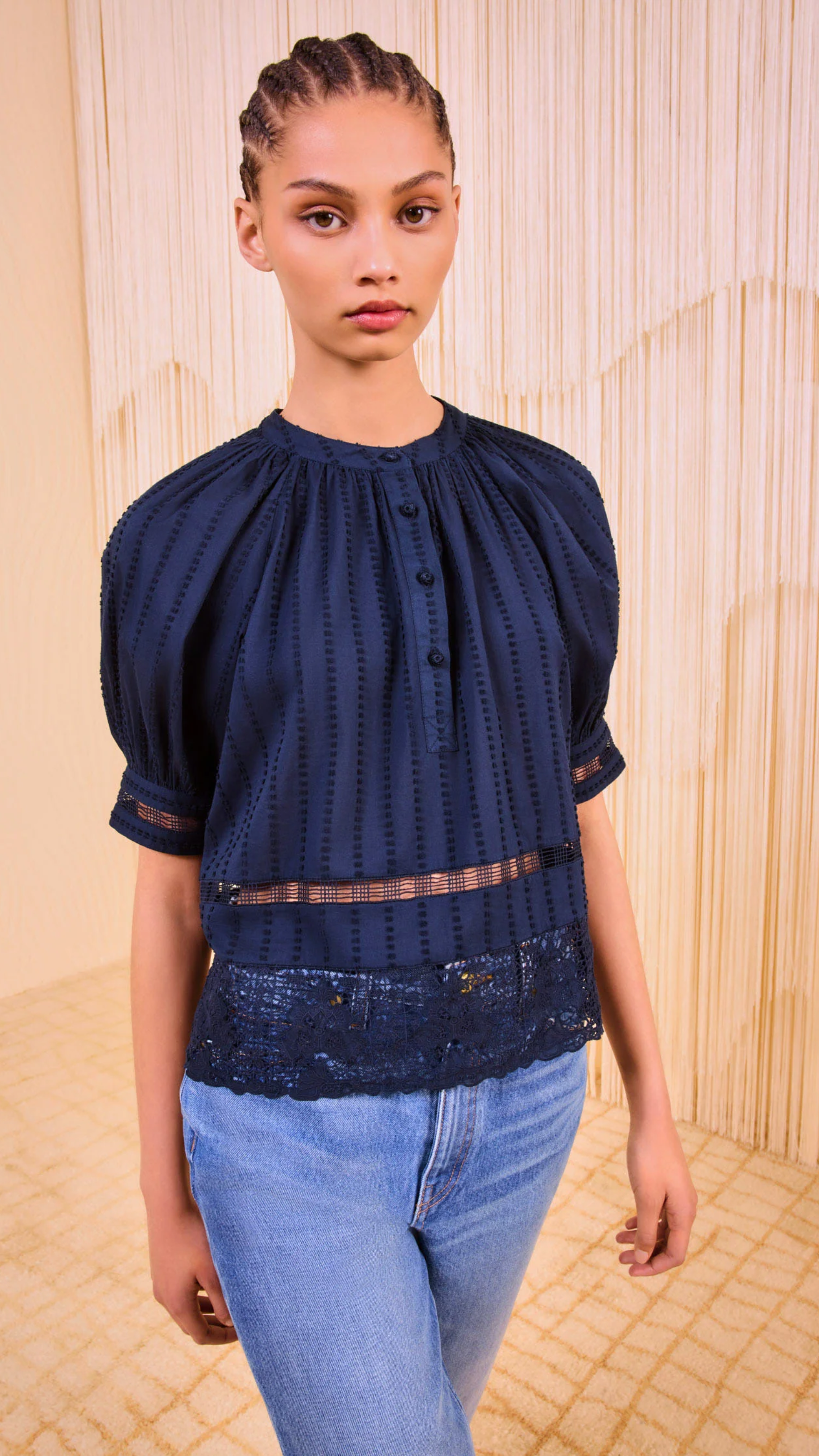 Ulla Johnson Faye Puff Sleeve Blouse in Midnight