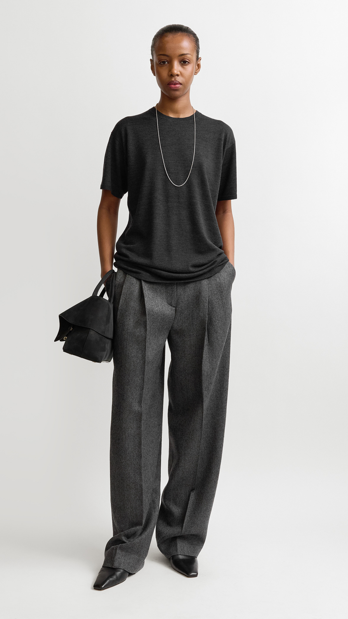 Toteme Knit Tee in Charcoal