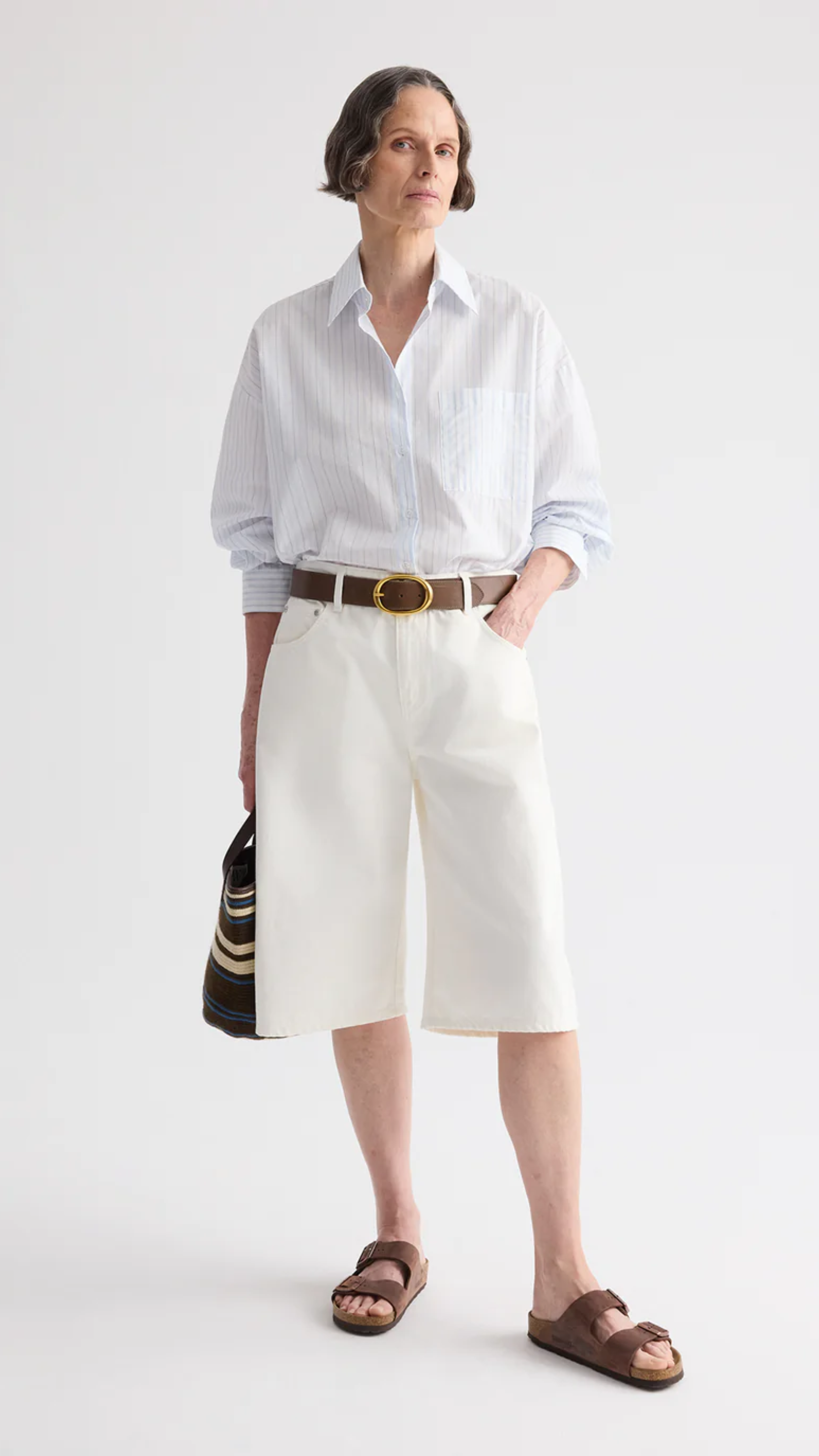 TWP Caraiva Broken Stripe Woven Tote in Broken Stripe
