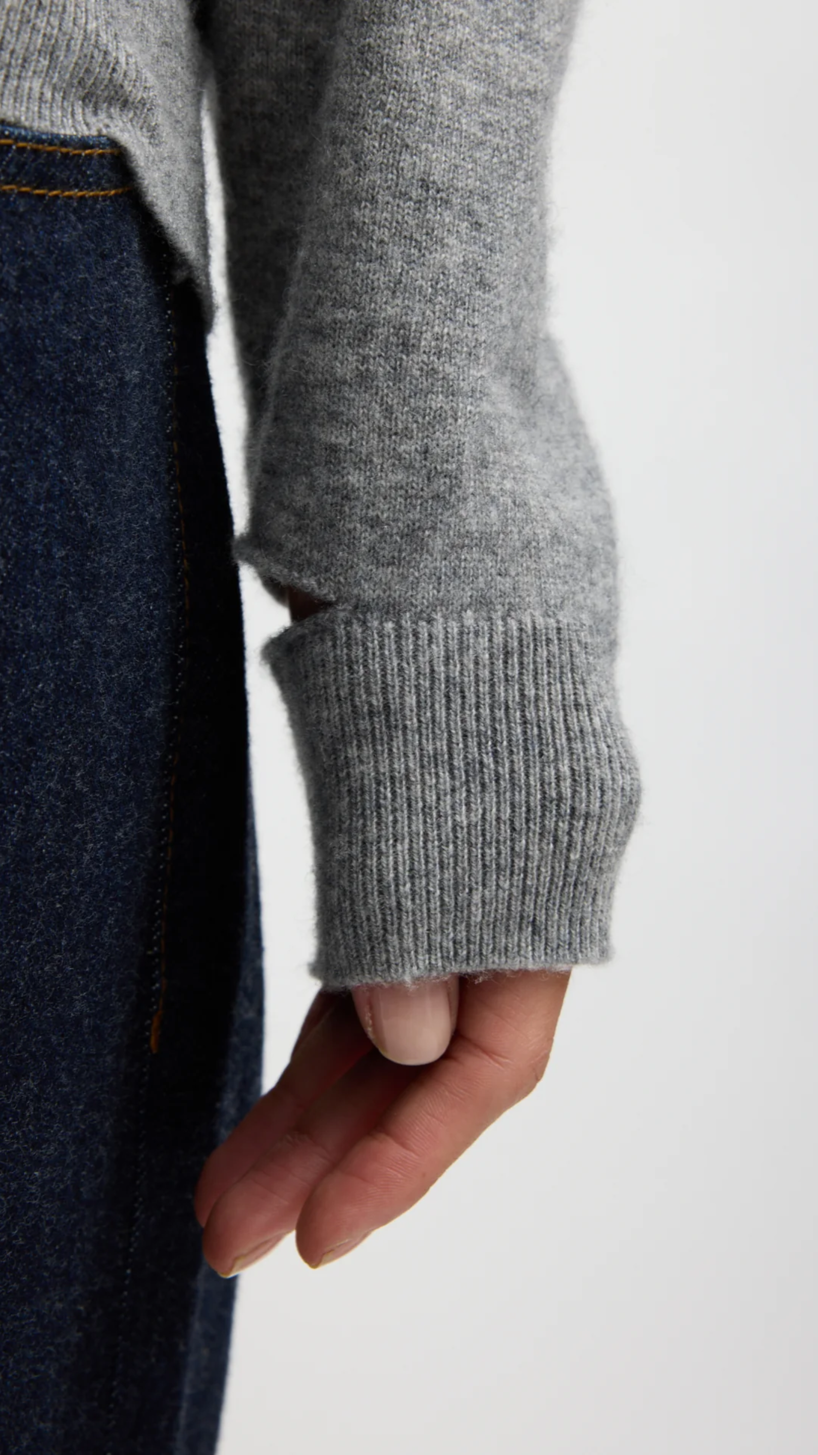 Tibi Washable Cashmere Turtleneck Sweater in Heather Grey