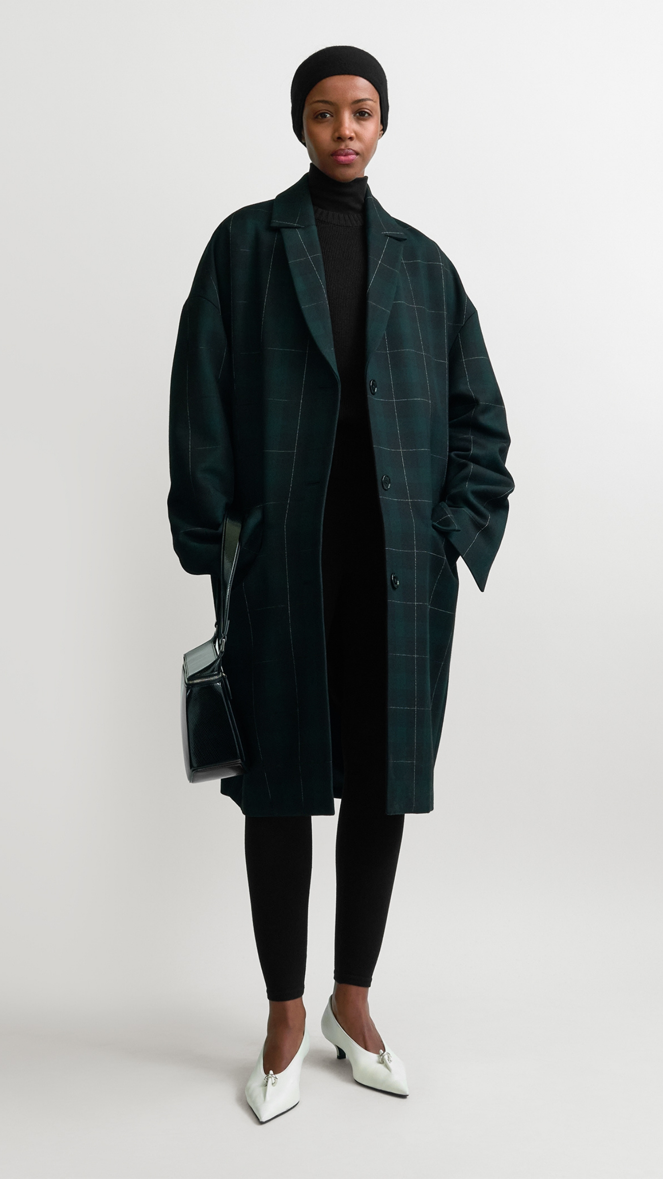 Toteme Wool Check Coat in Pine