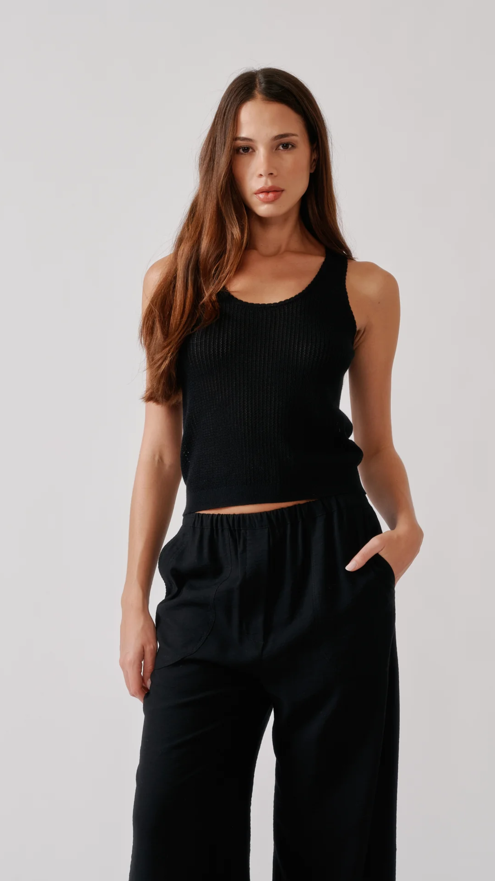 Sablyn Juna Scoop Neck Tank in Black