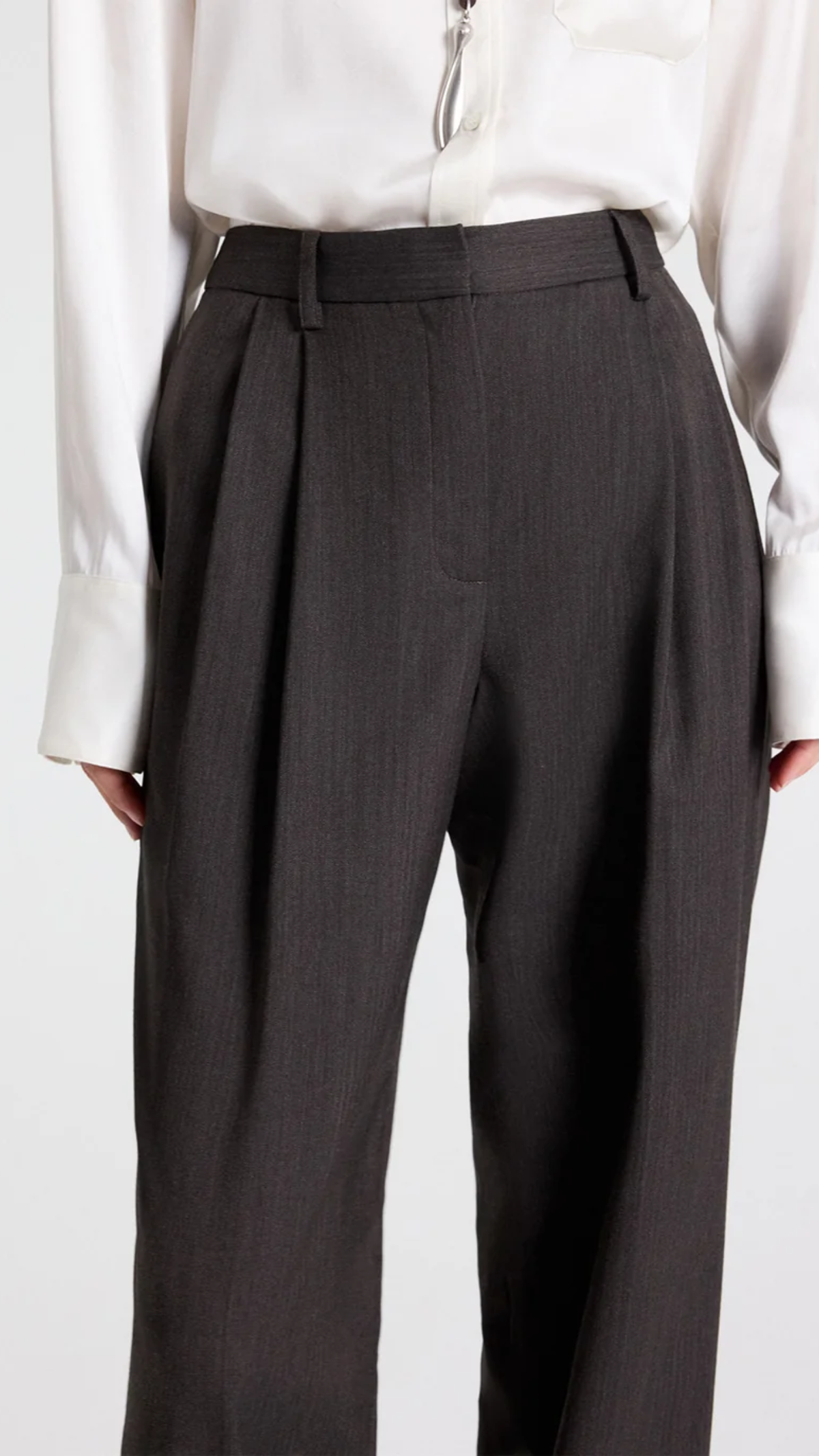 TWP Ivy Pant in Micro Herringbone Chocolate
