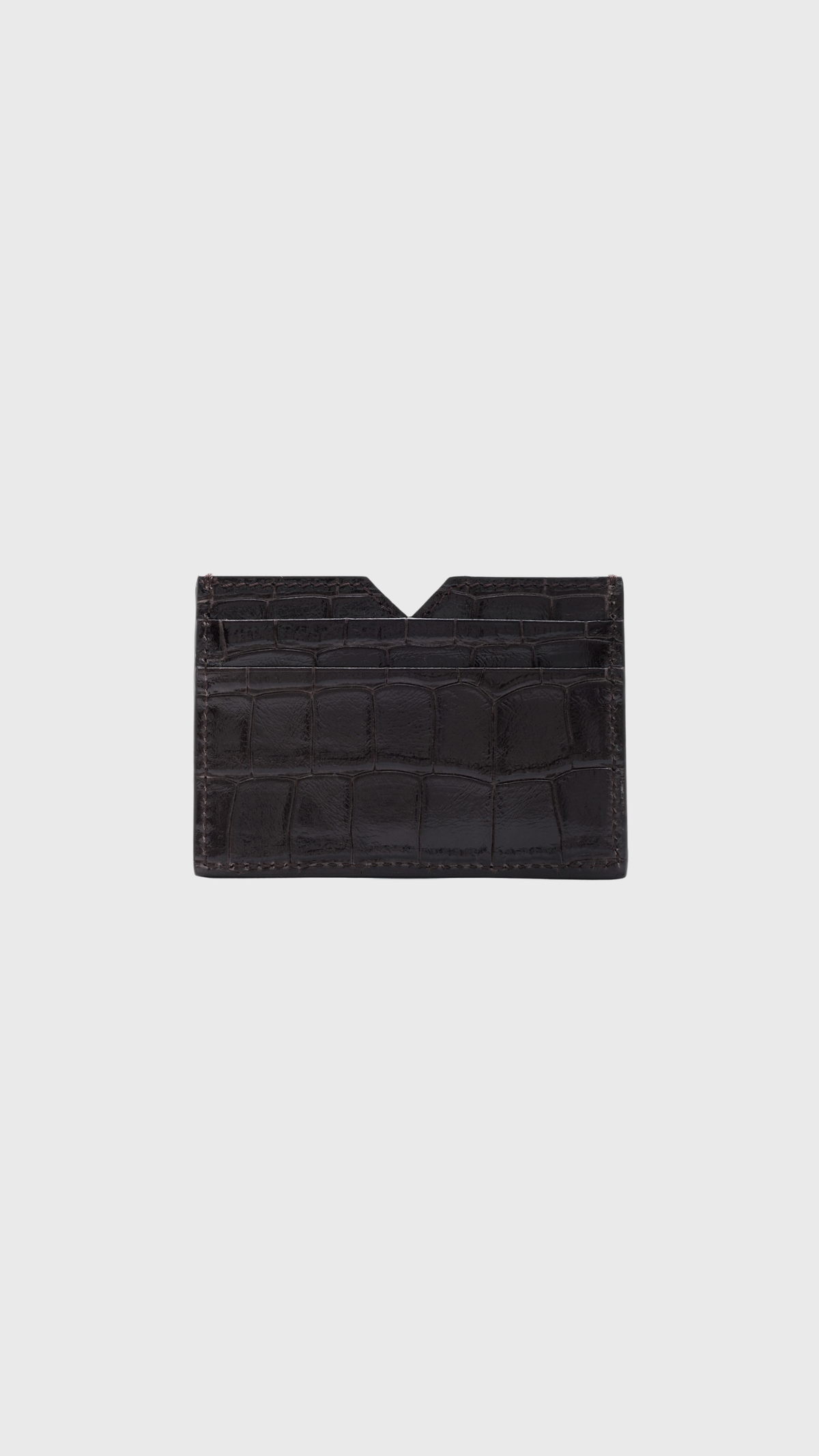 Anine Bing Calli Embossed Card Holder in Dark Brown