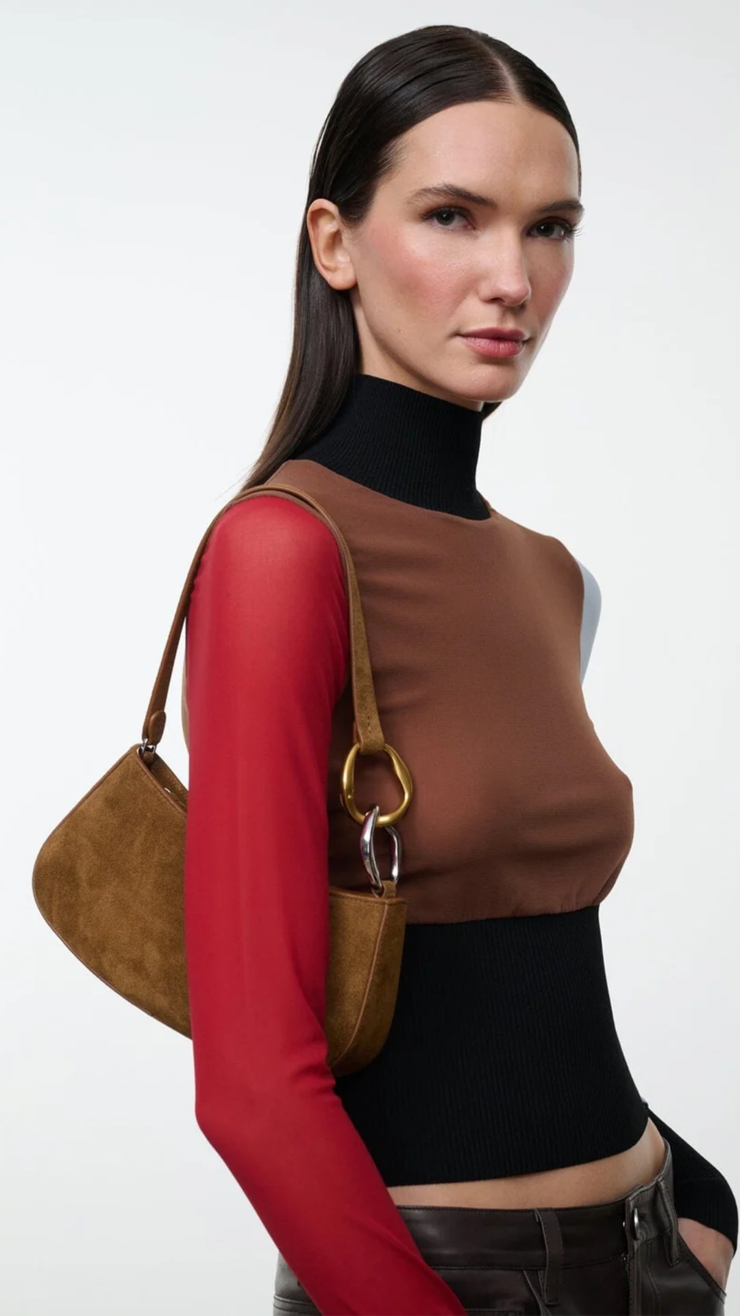 Staud Ollie Suede Bag in Cigar