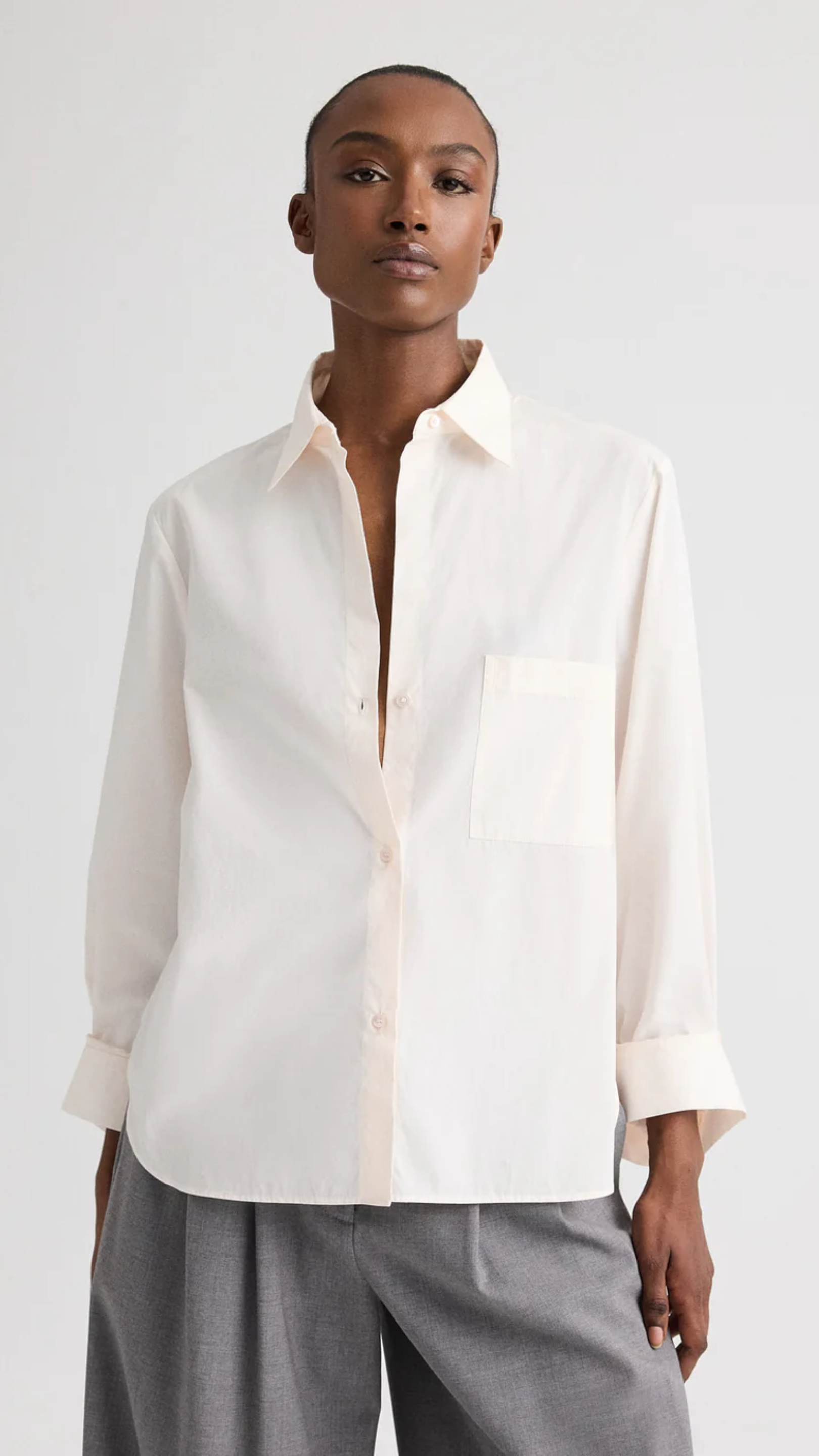TWP Next Morning Superfine Cotton Shirt in Sheer Pink