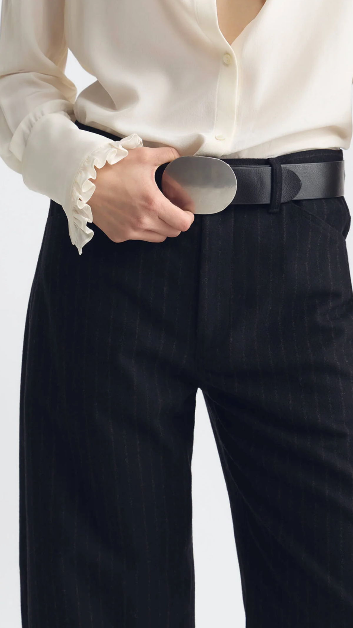 Nili Lotan Tribeca Pant in Black Pinstripes