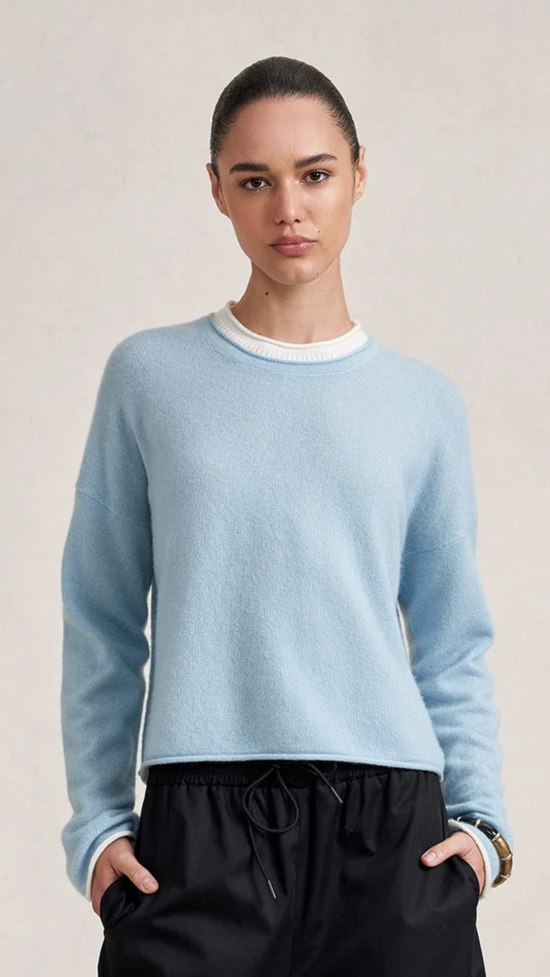 La Ligne Dominick Sweater in Sky Blue/Ivory