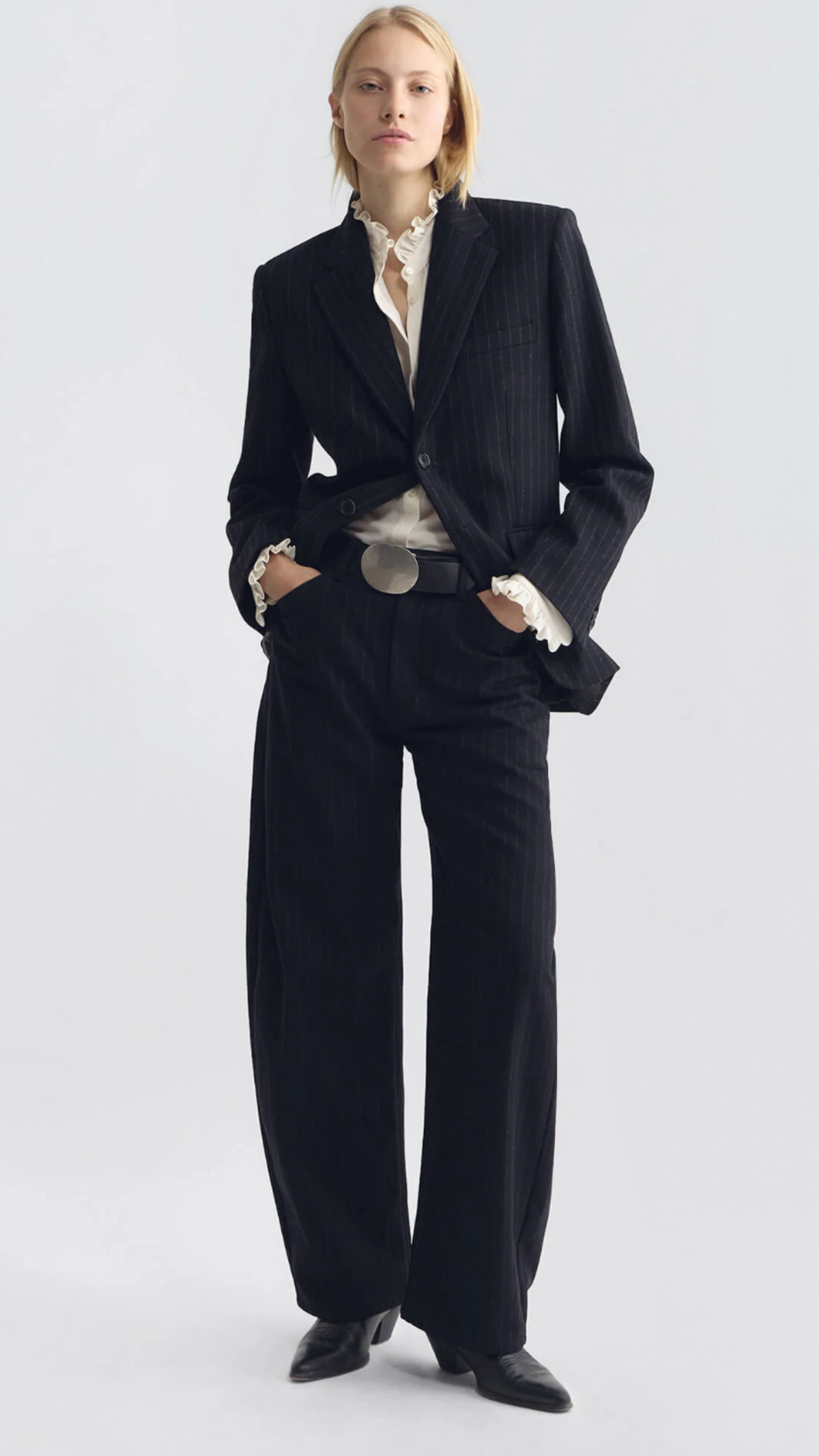 Nili Lotan Tribeca Pant in Black Pinstripes
