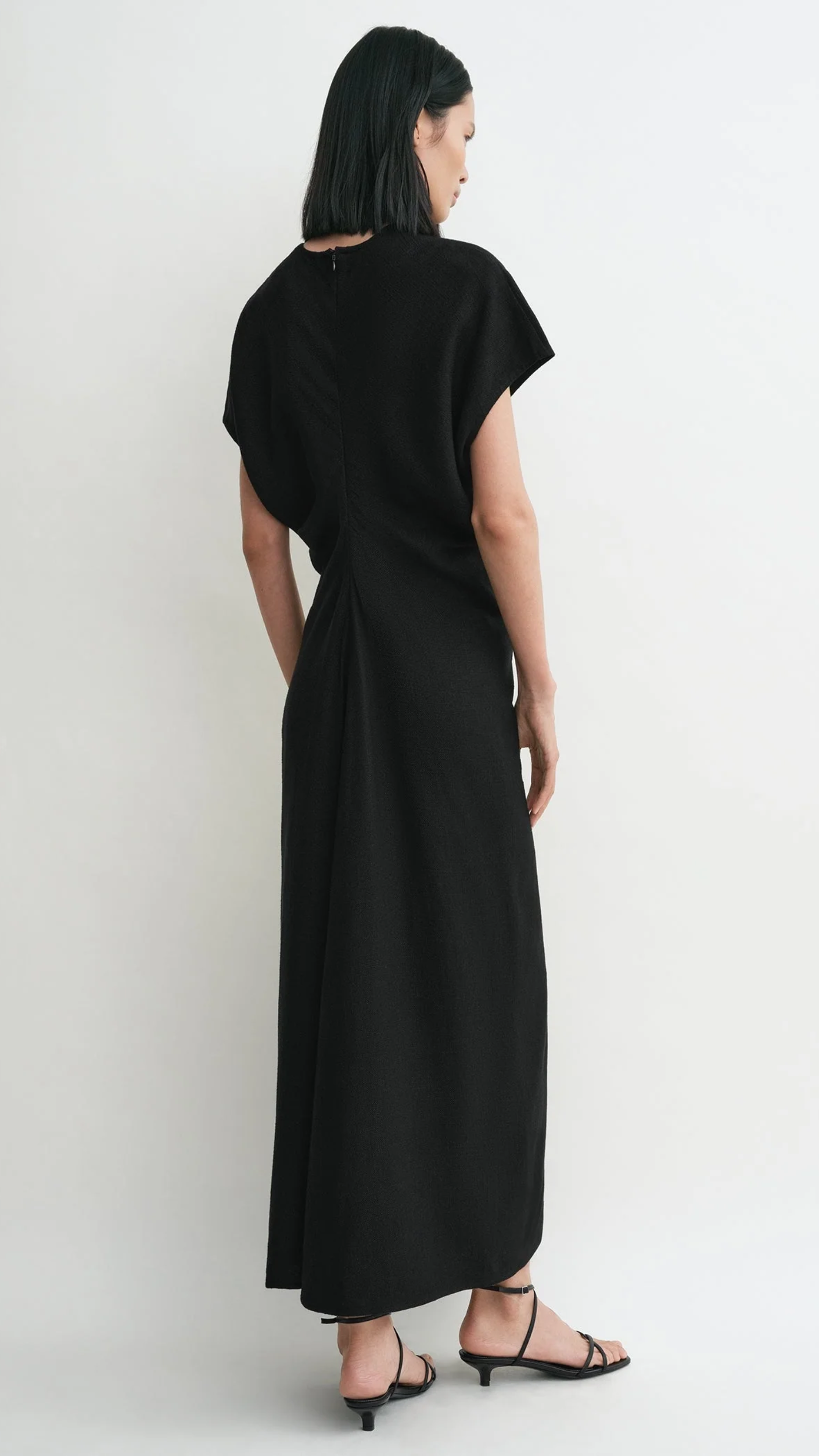 Toteme Slouch Waist Basketweave Dress in Black