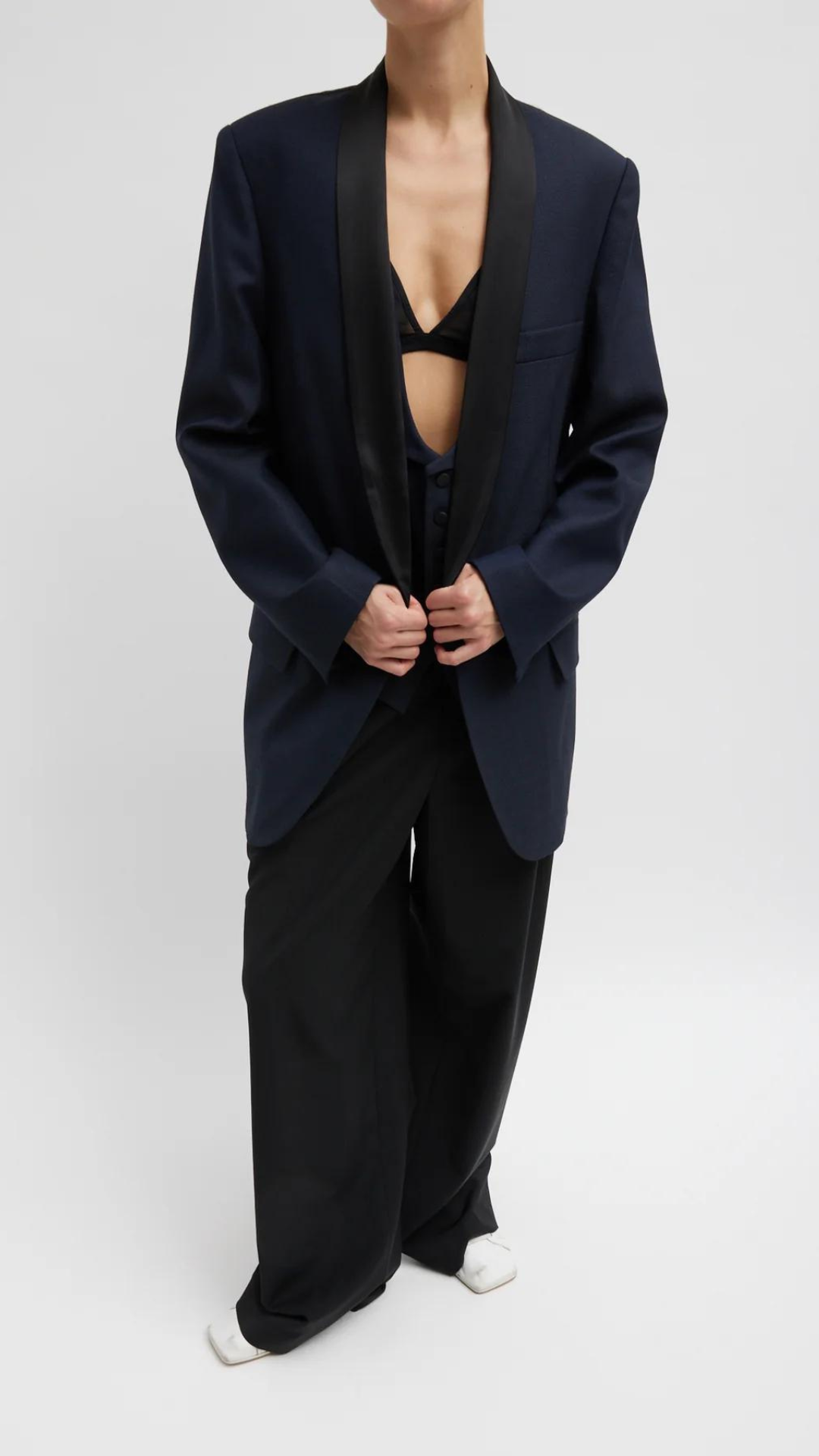 Tibi Birdseye Tuxedo Jacket