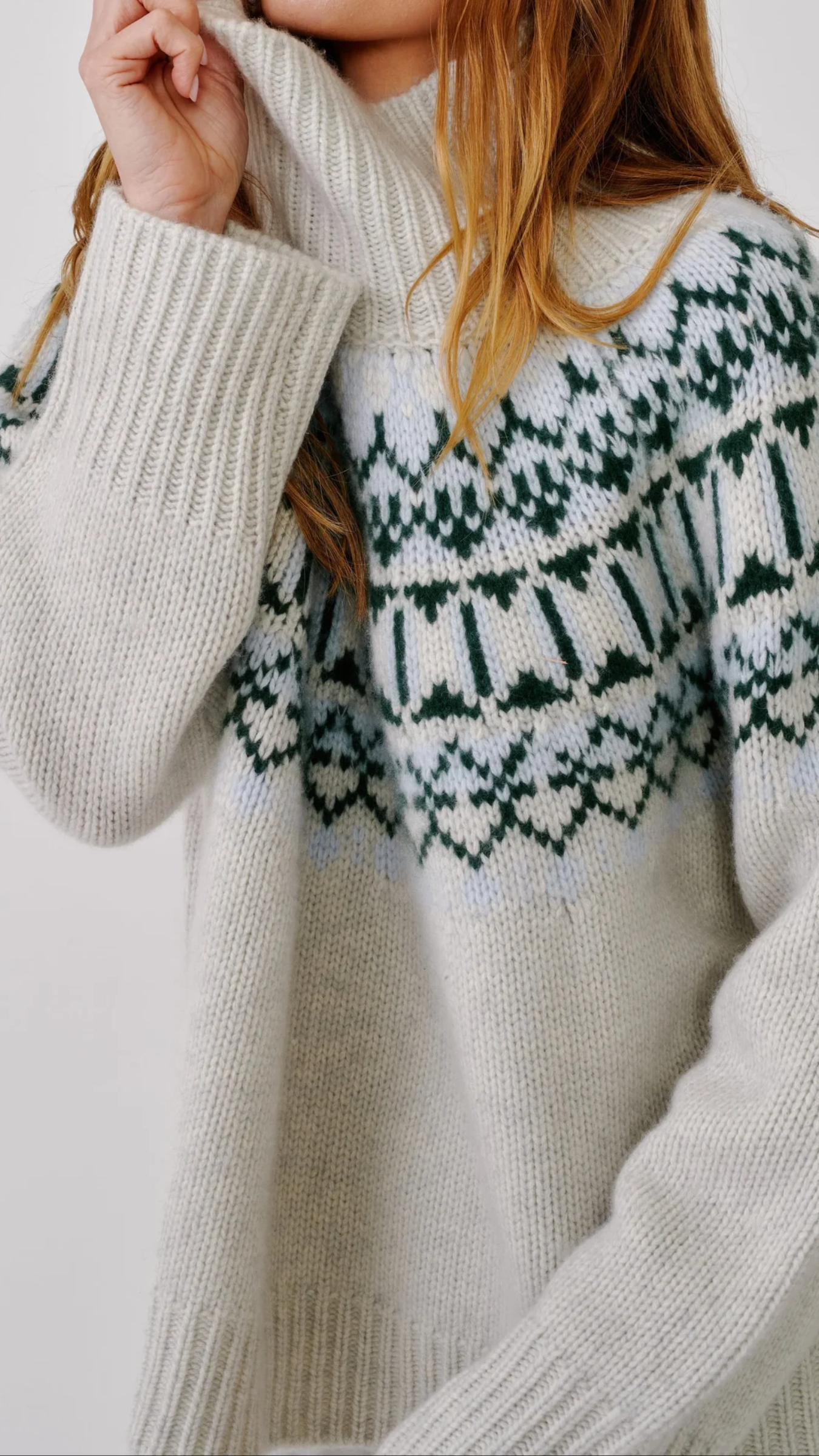 Sablyn Scottie Slouchy Fairisle Mock in Freeze