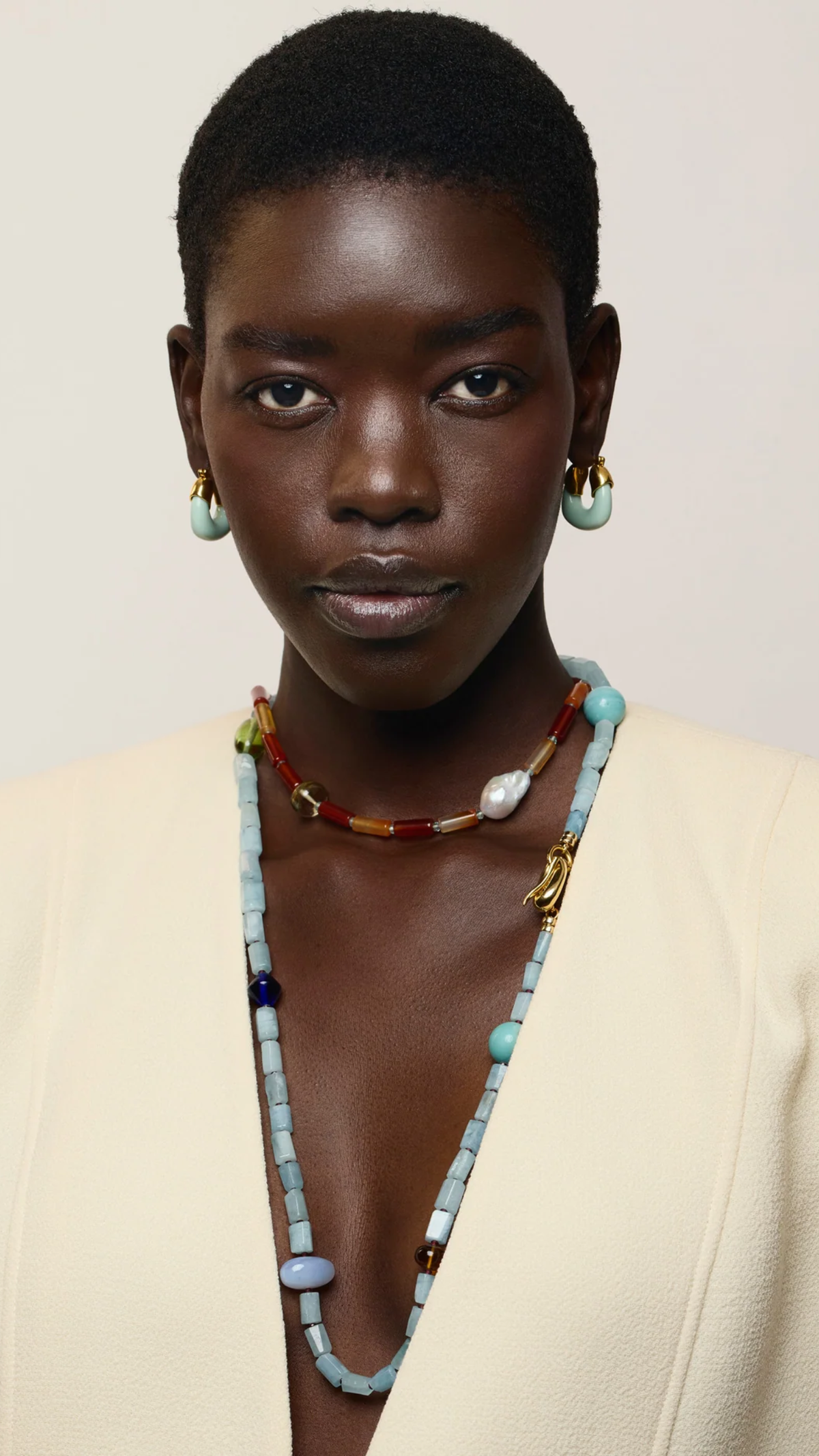Lizzie Fortunato Mini Organic Hoops in Seafoam