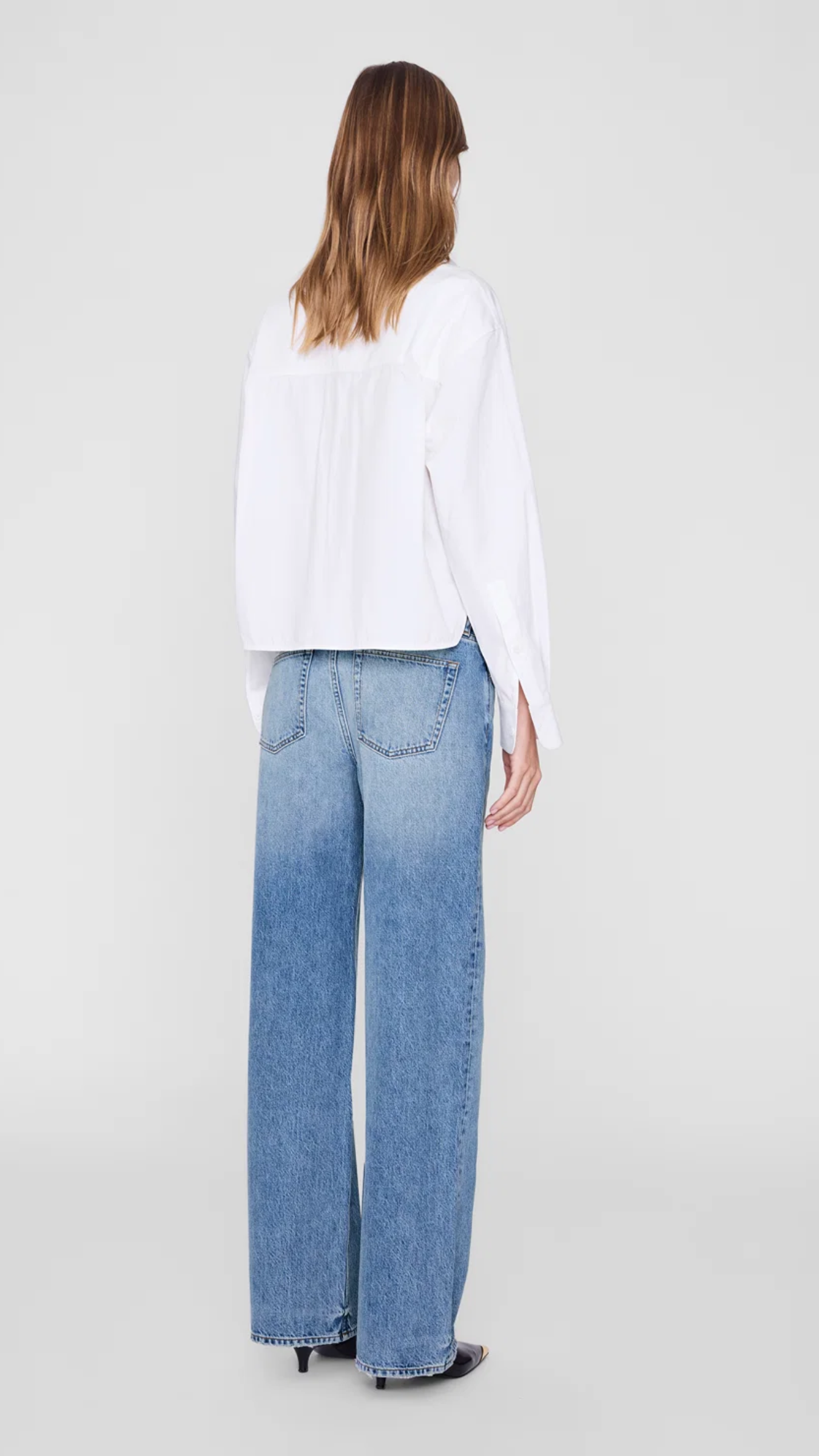 Anine Bing Scott Cropped Shirt in White