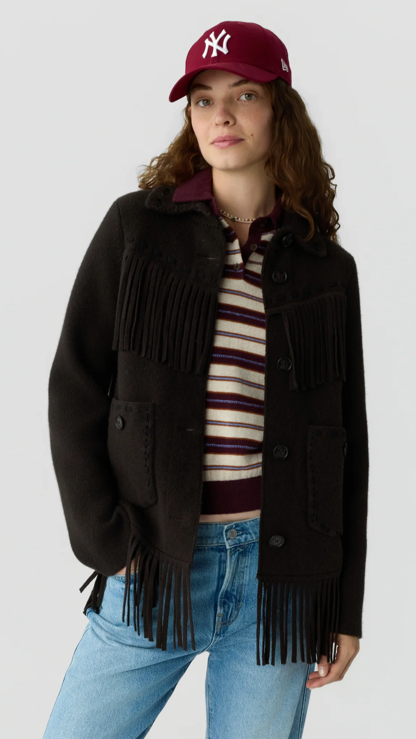 Guest in Residence Western Fringe Jacket in Burnt Cocoa