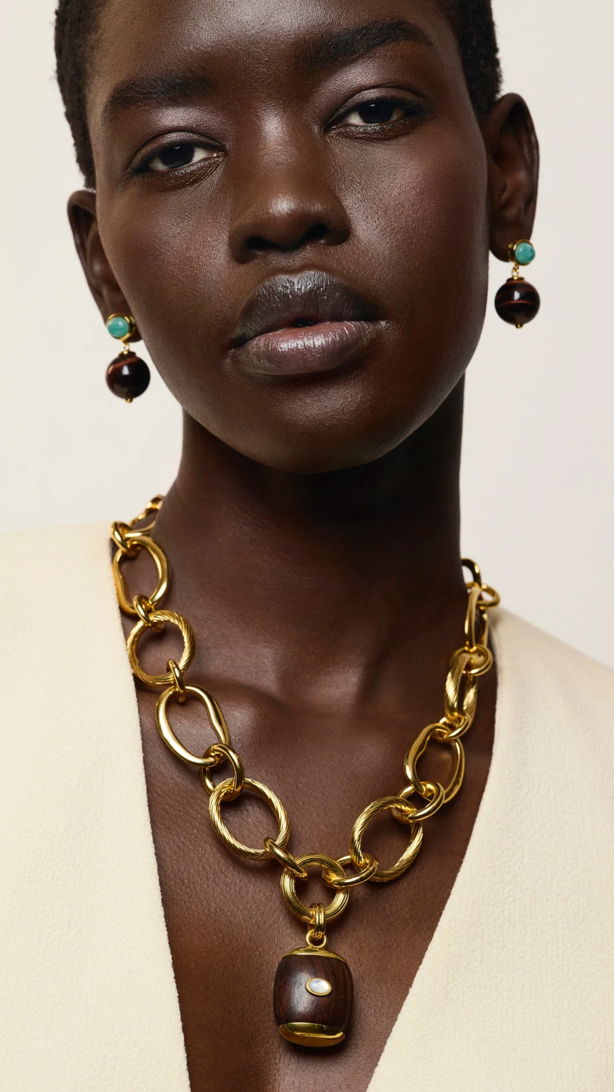 Lizzie Fortunato Umbria Earrings in Tiger's Eye