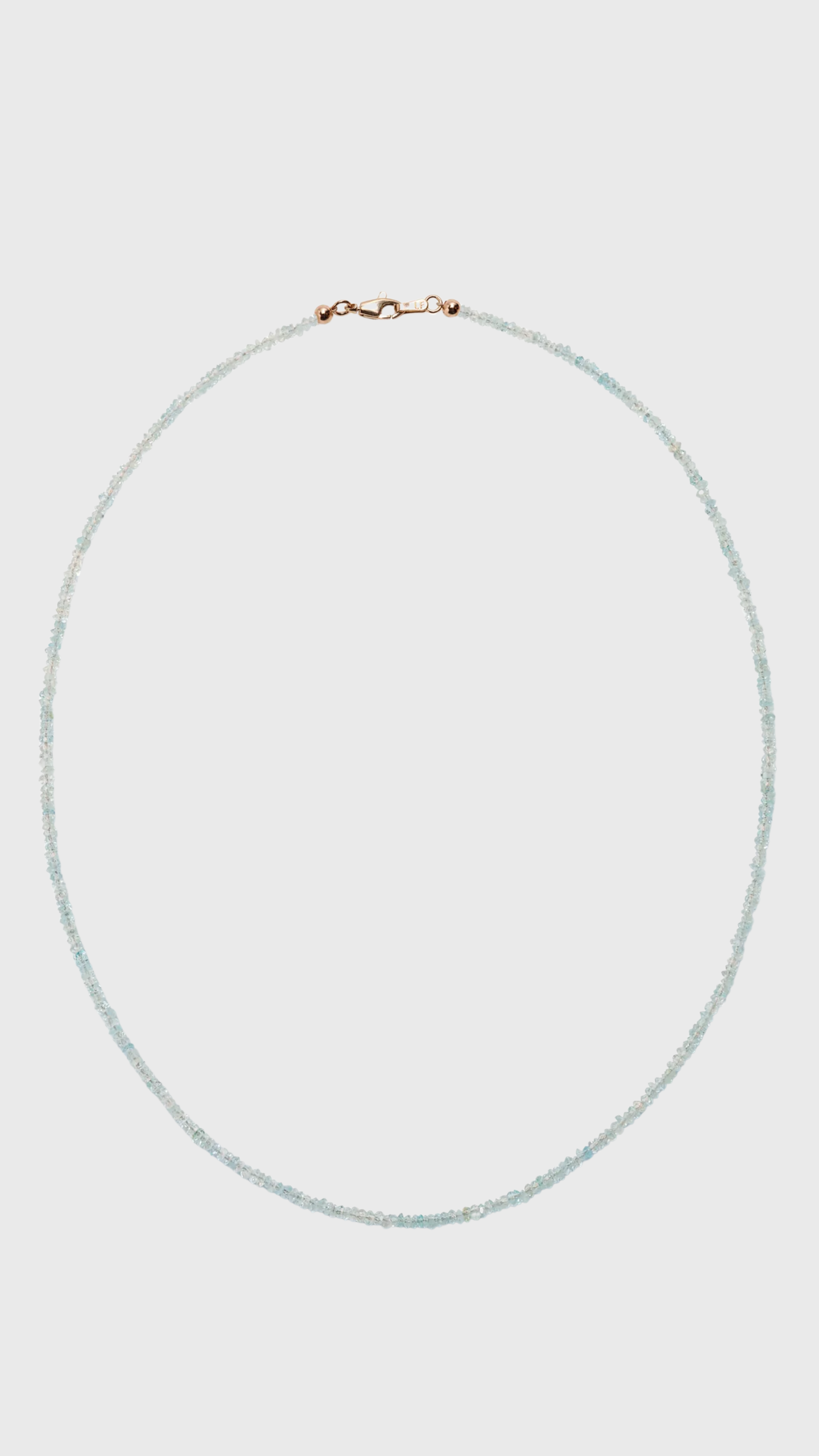 Lizzie Fortunato Tiny Beaded 14k Gold Necklace in Aquamarine 18''