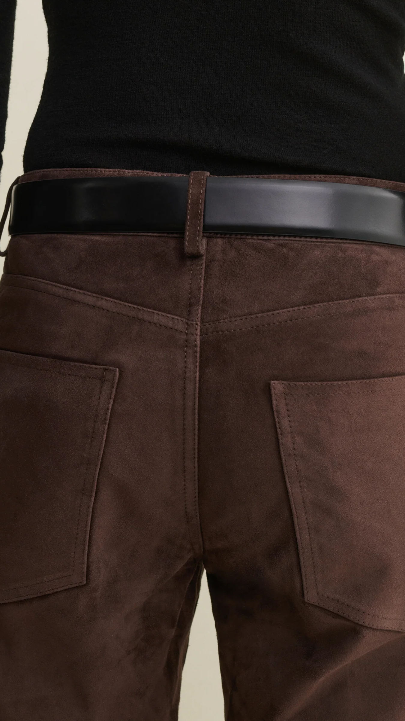 Arma Jean Suede Five Pocket Trousers in Mud Brown