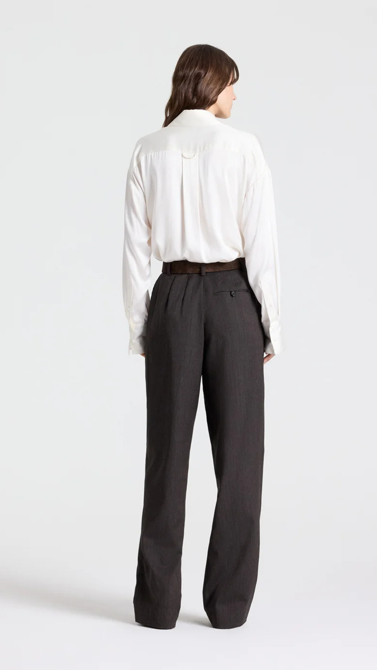 TWP Ivy Pant in Micro Herringbone Chocolate