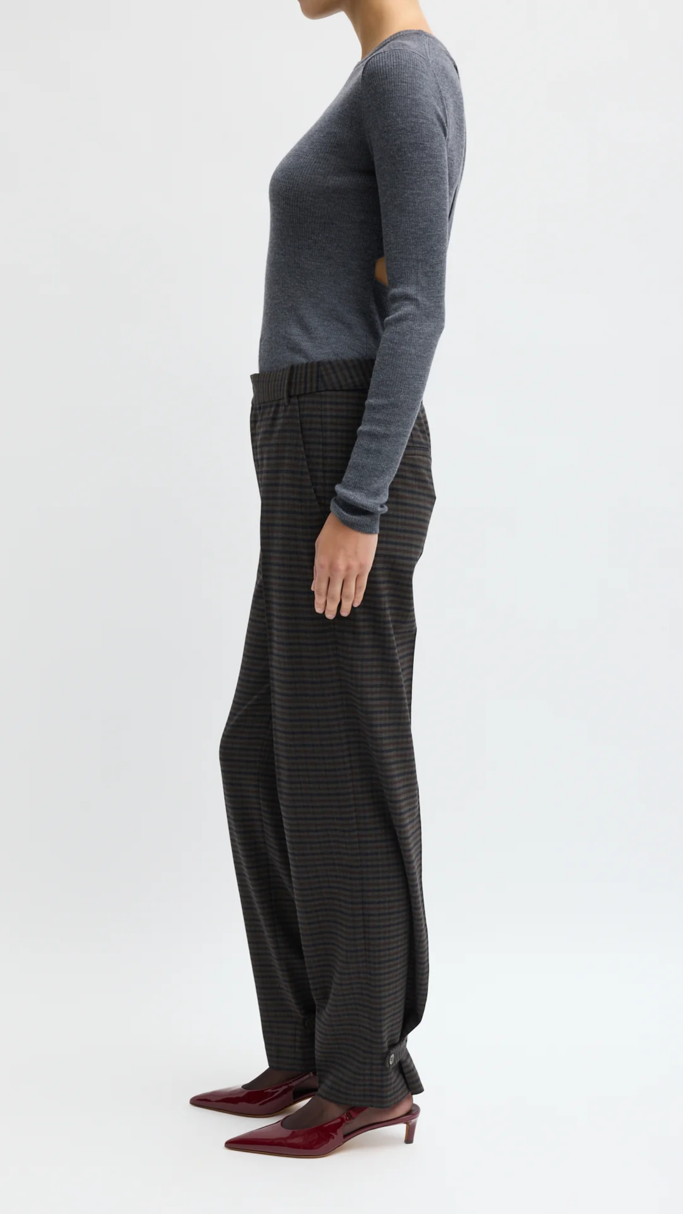 Tibi Cedric Suiting Straight Leg Trouser in Grey Multi