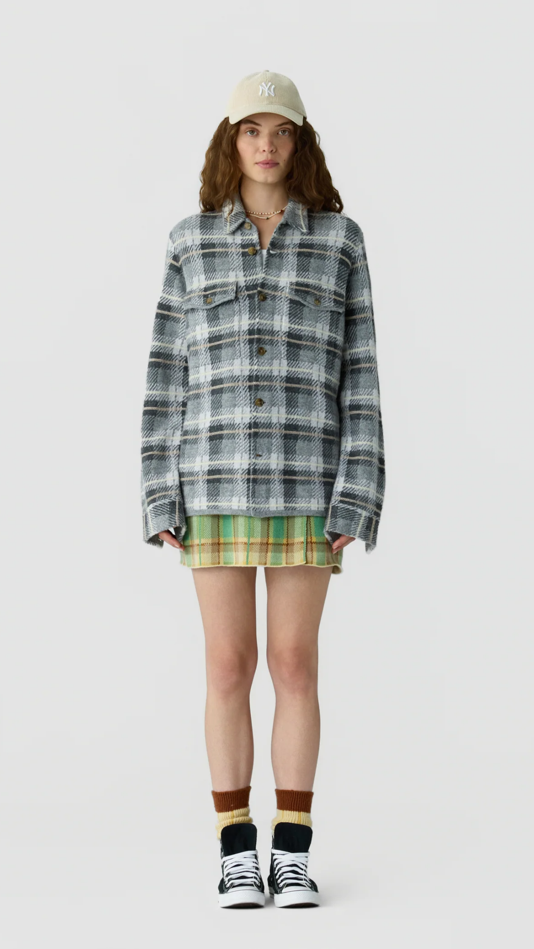 Guest in Residence Plaid Work Shirt in Heather Grey Combo