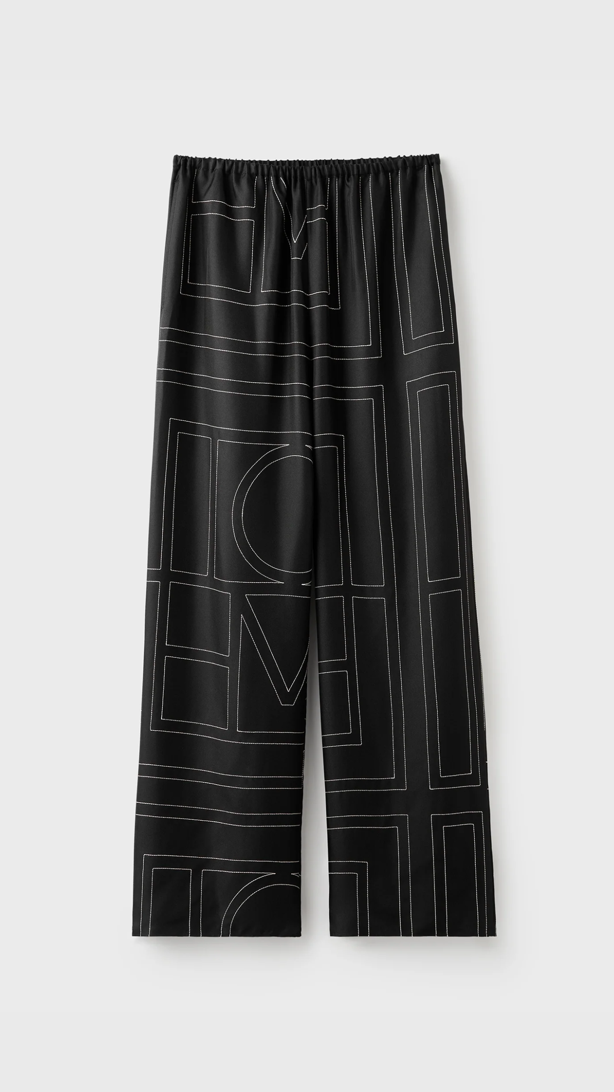 Toteme Monogram Silk Pj Bottoms in Black