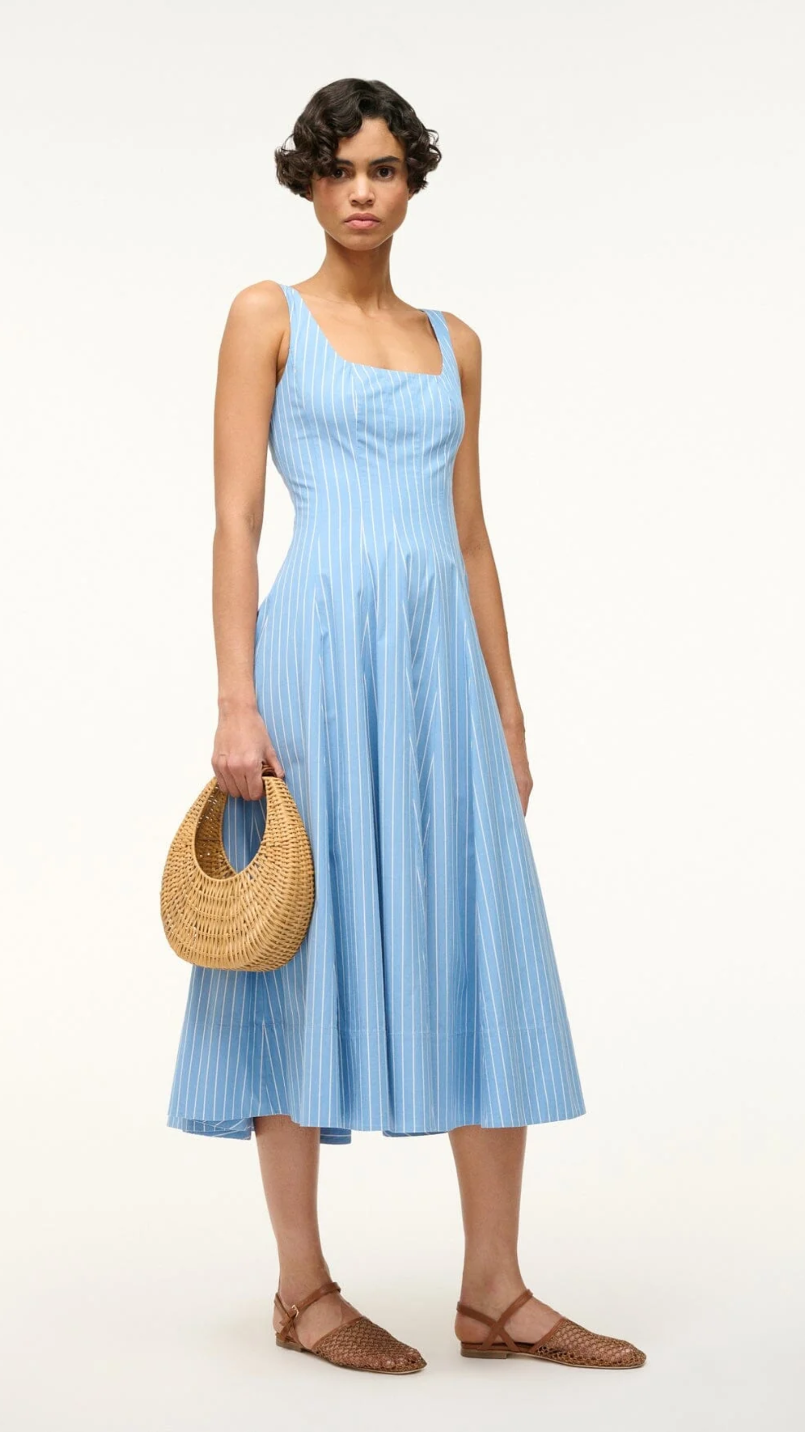 Staud Mini Moon Wicker Bag in Natural