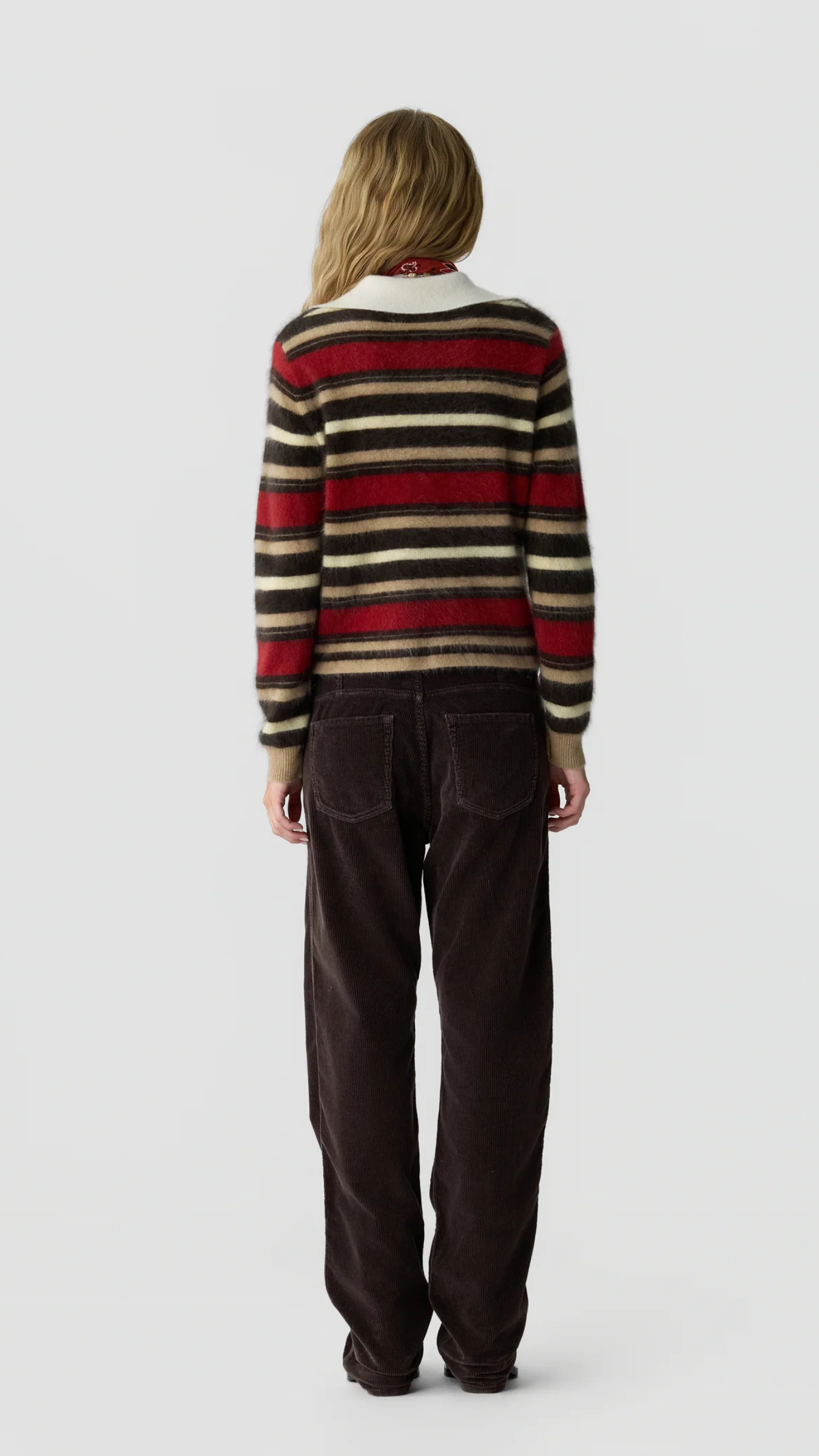 Guest in Residence Grizzly Cropped Rugby Sweater in Carmine Combo