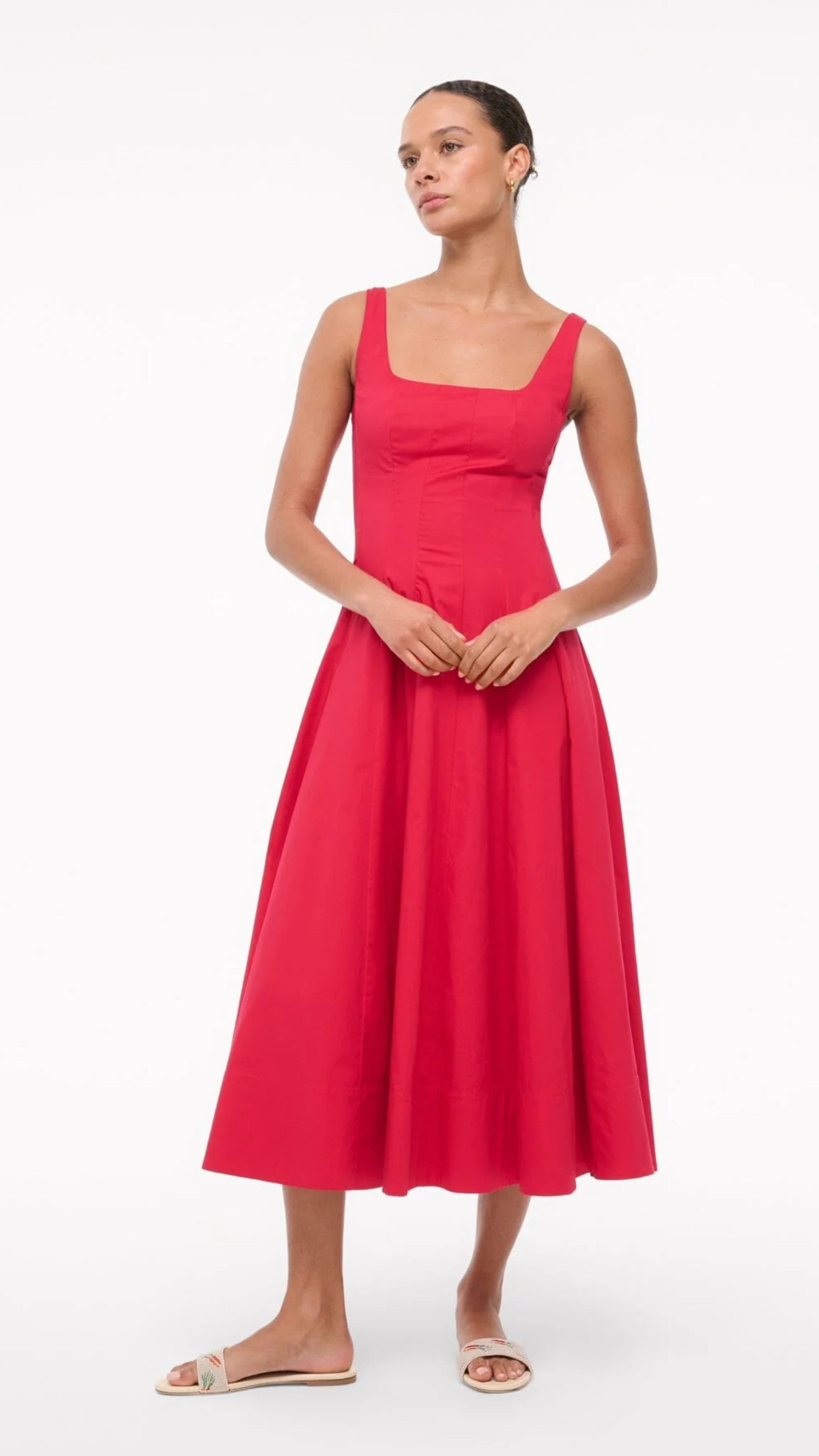 Staud Wells Dress in Cherry