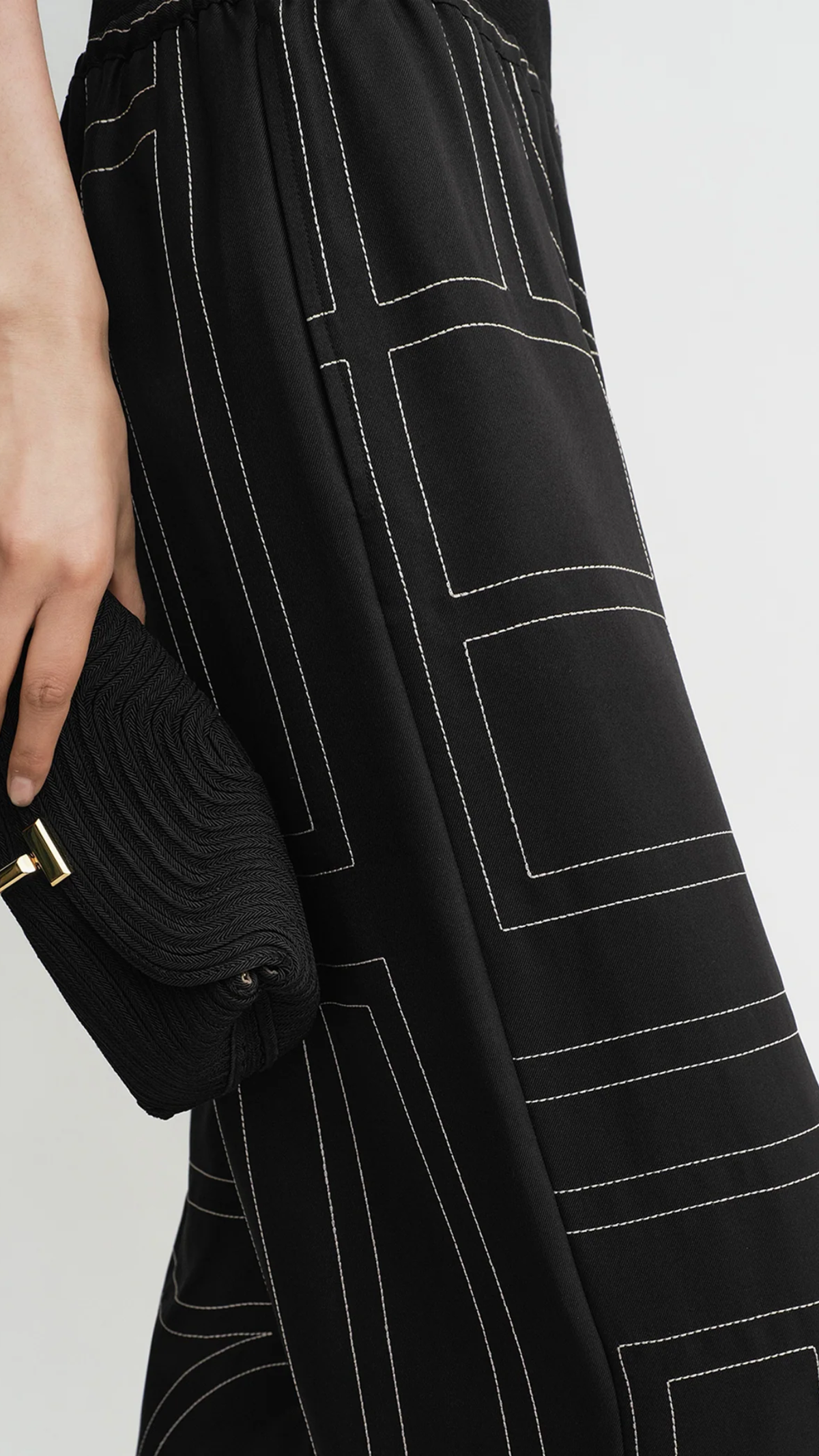Toteme Monogram Silk Pj Bottoms in Black