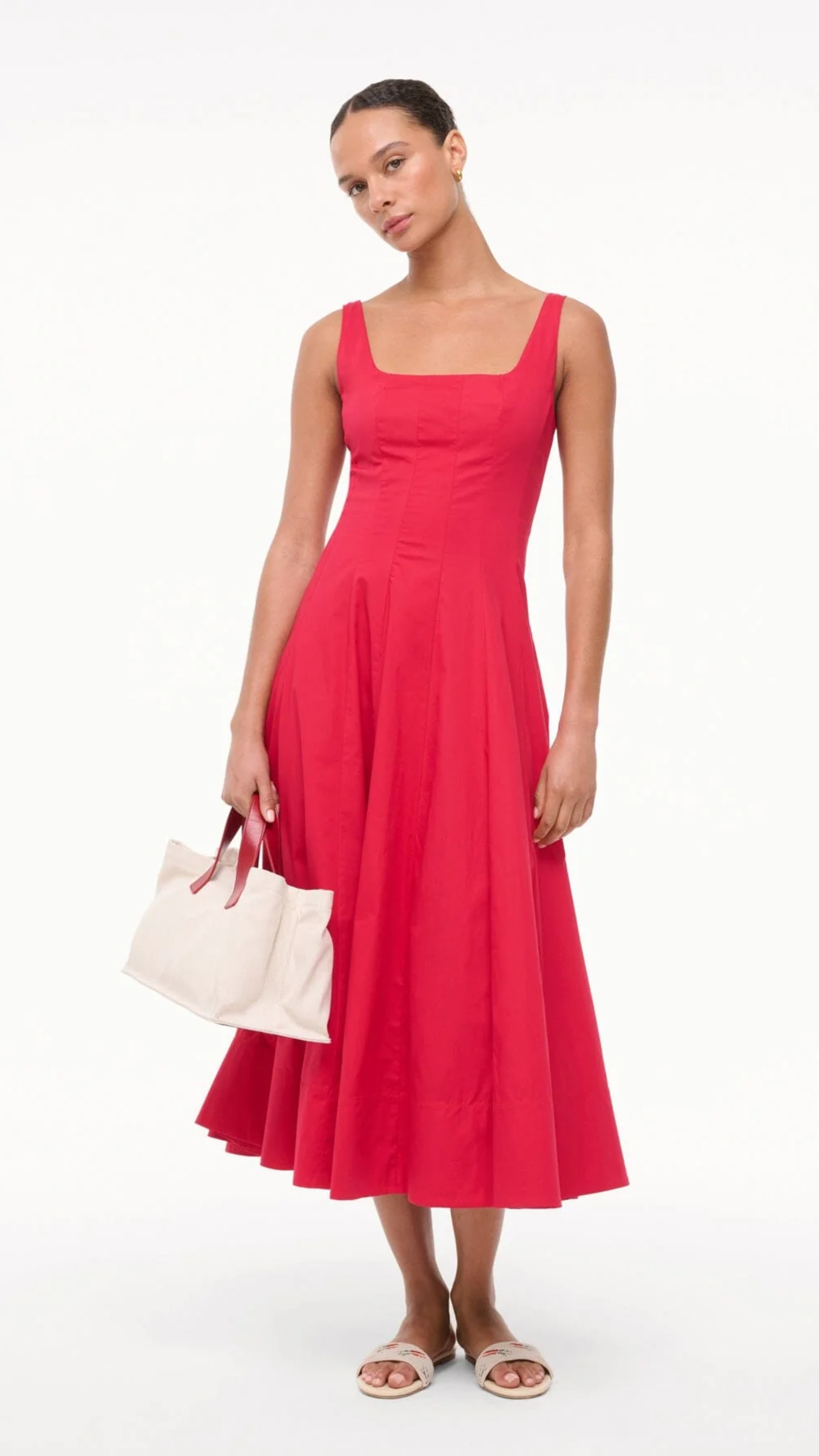 Staud Wells Dress in Cherry