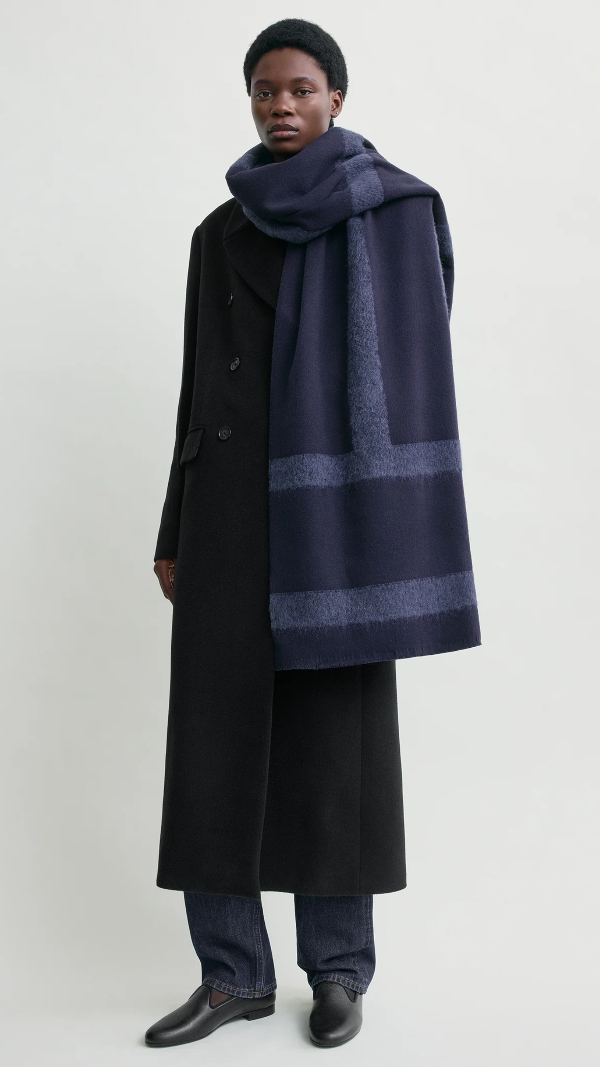 Toteme Monogram Twill Scarf in Navy