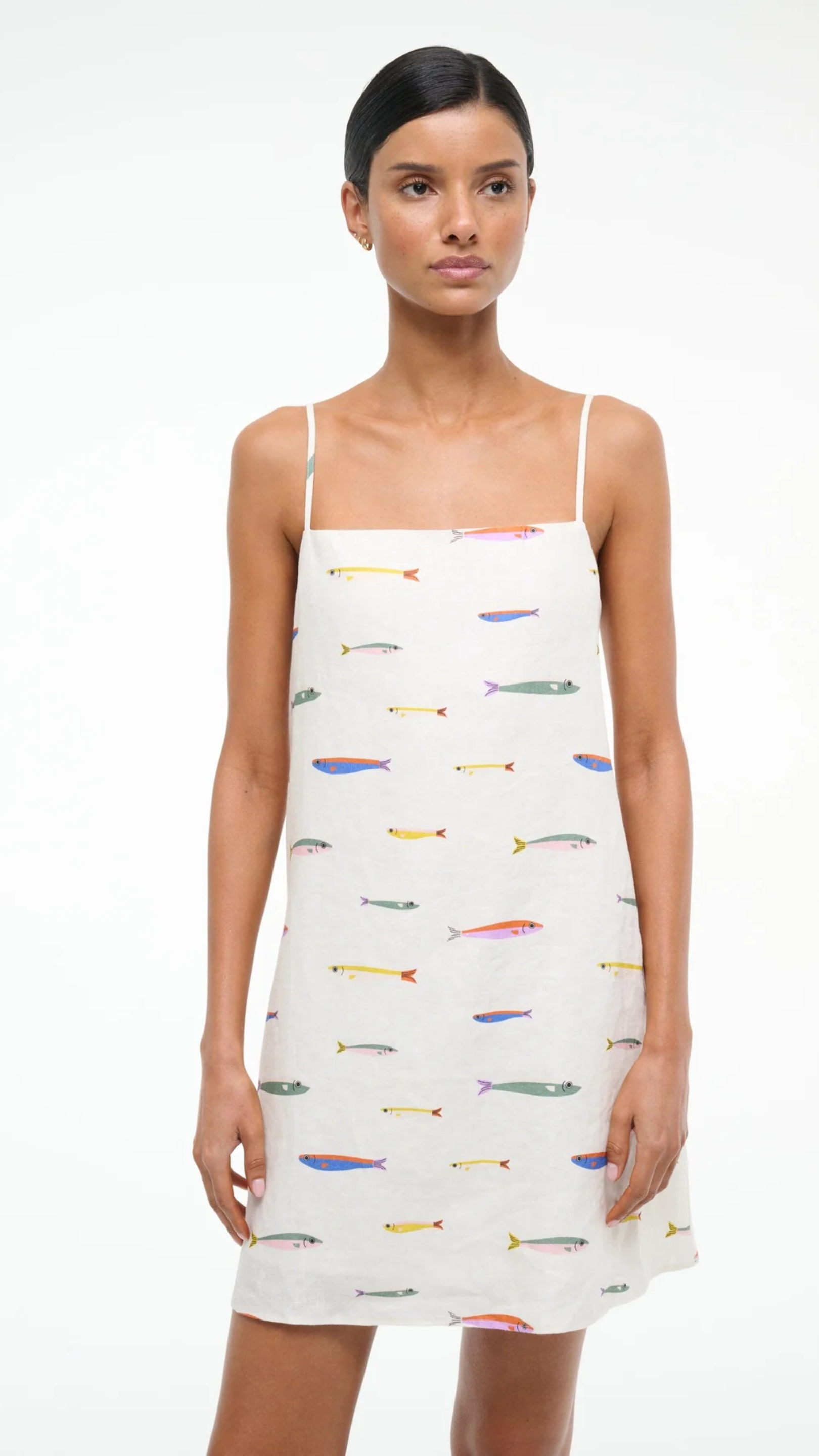 Staud Laura Linen Mini Dress in Ivory