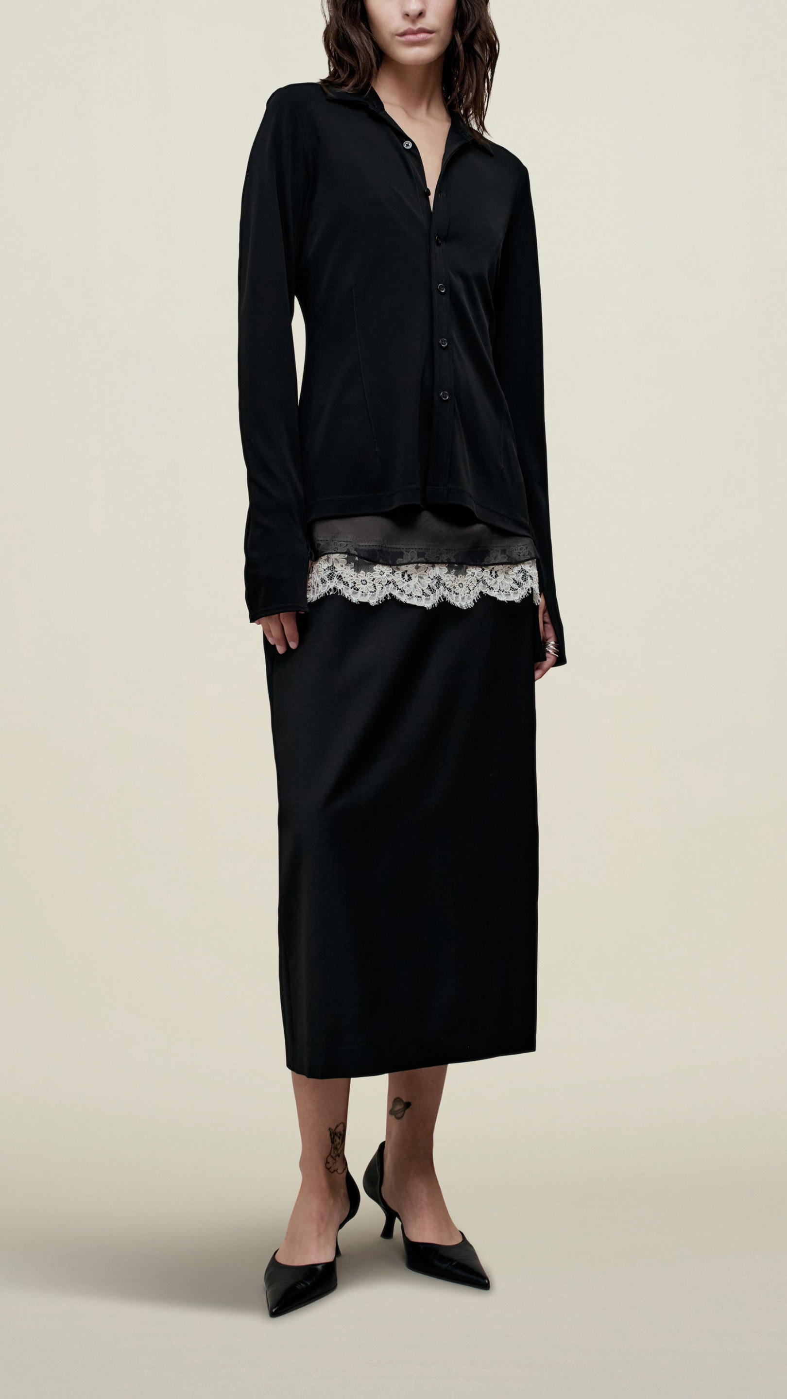 Kallmeyer Frankie Matte Jersey Button Down in Black