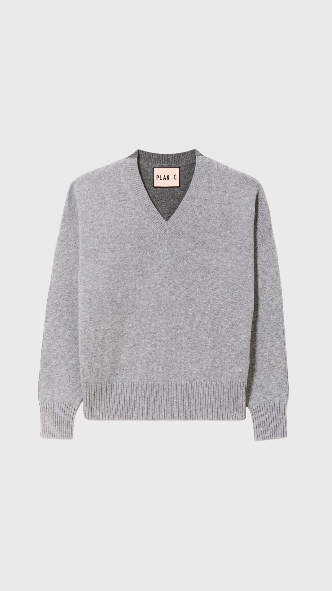 Plan C L/S V Neck Knit in Grey