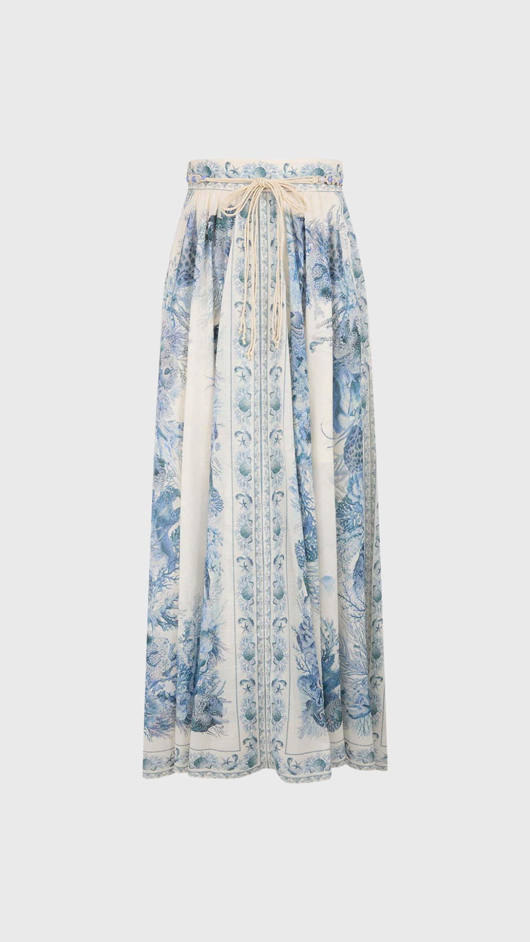 Zimmermann Wanderlust A-Line Maxi Skirt in Blue Toile