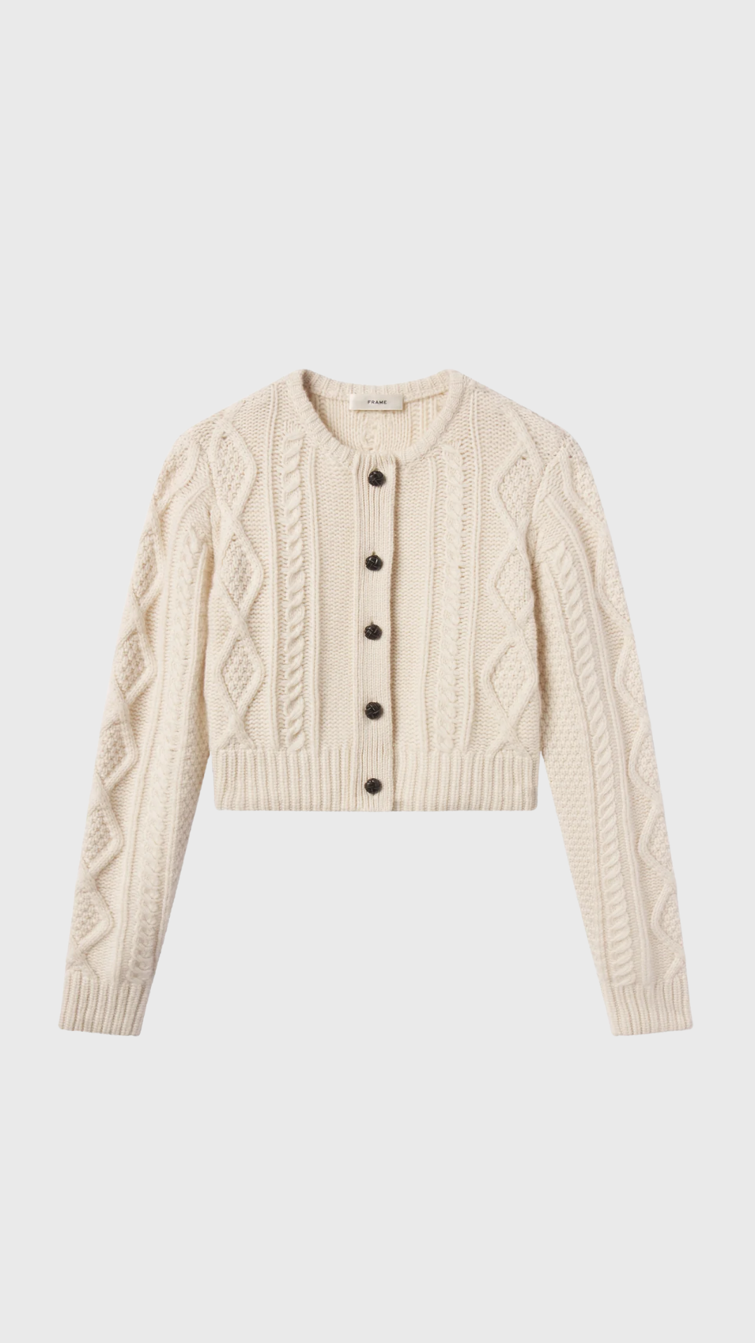 Frame The Cable Knit Cardi in Cream