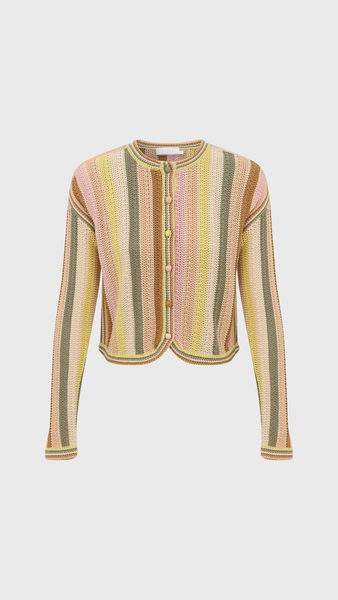 Zimmermann Indra Stripe Crochet Cardigan in Multi