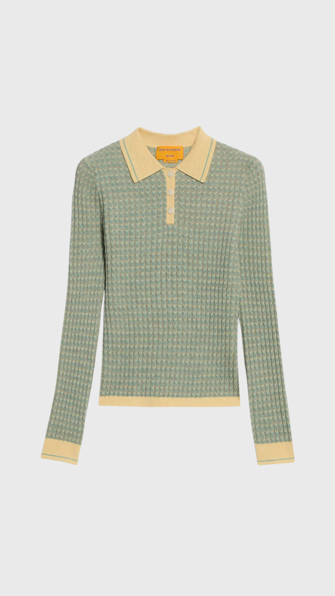 Guest in Residence Chevron Polo Top in Butter Combo