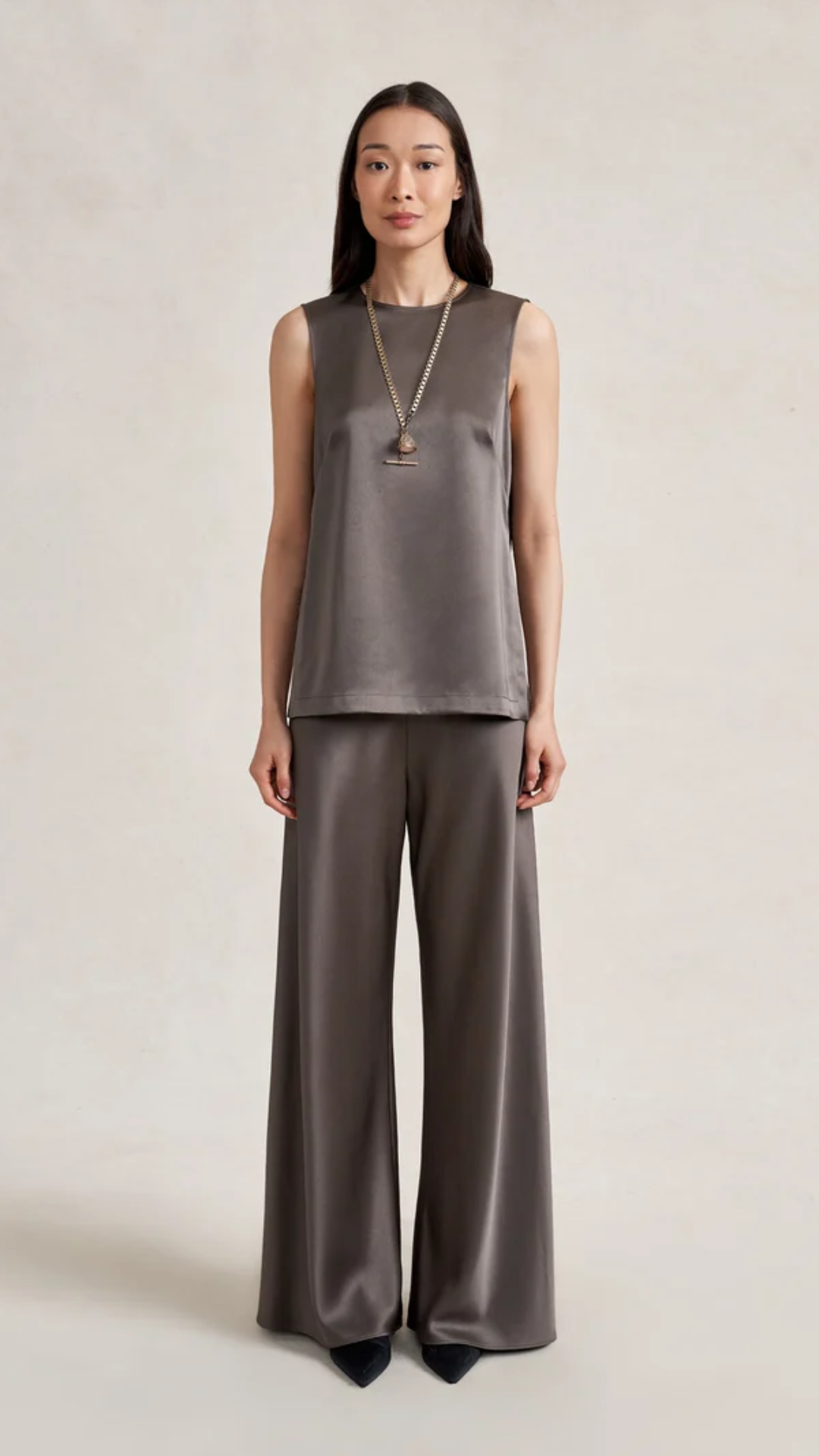 La Ligne Satin Maxime Top in Taupe