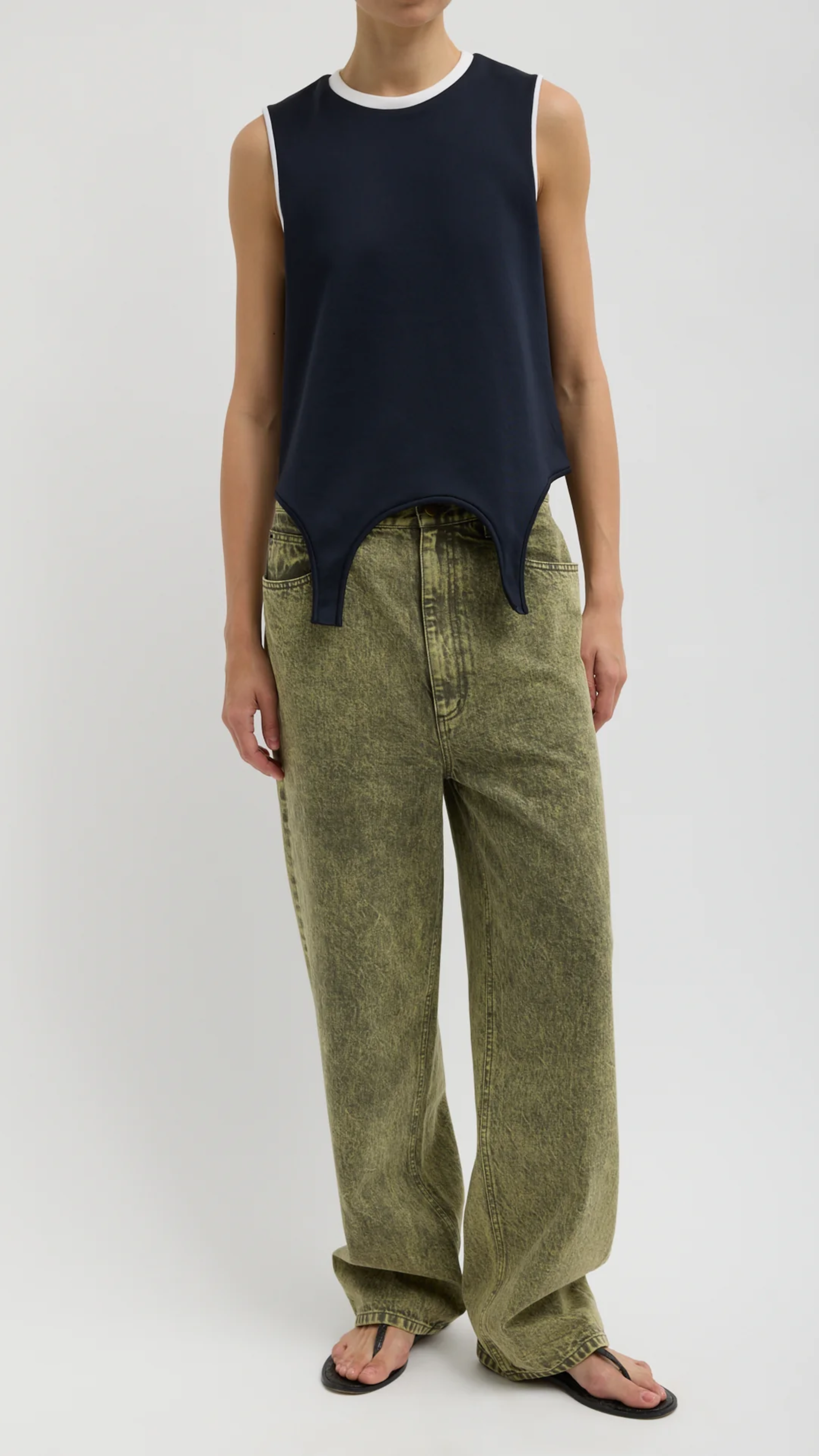 Tibi Active Knit Flip Tank in Navy