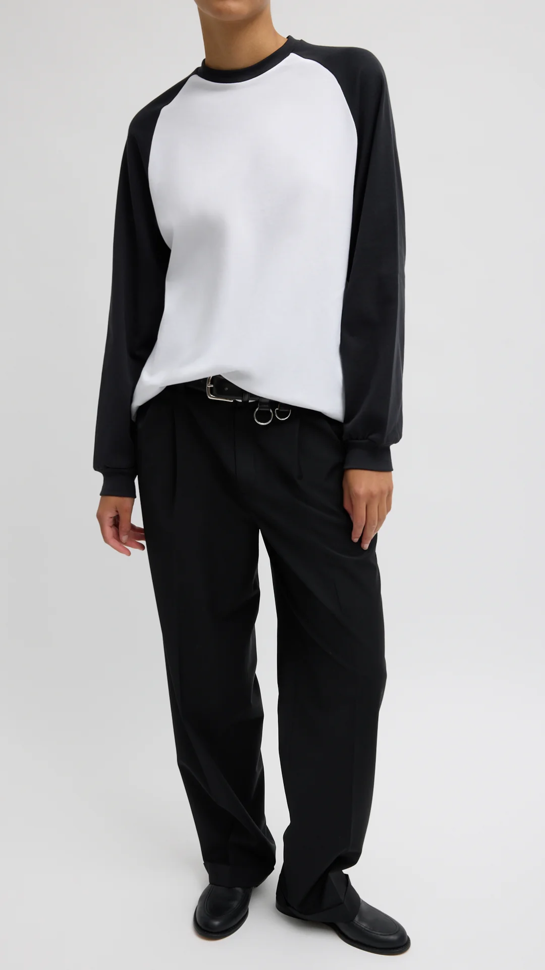 Tibi Perfect Sculpted Baseball T-Shirt in Black/White