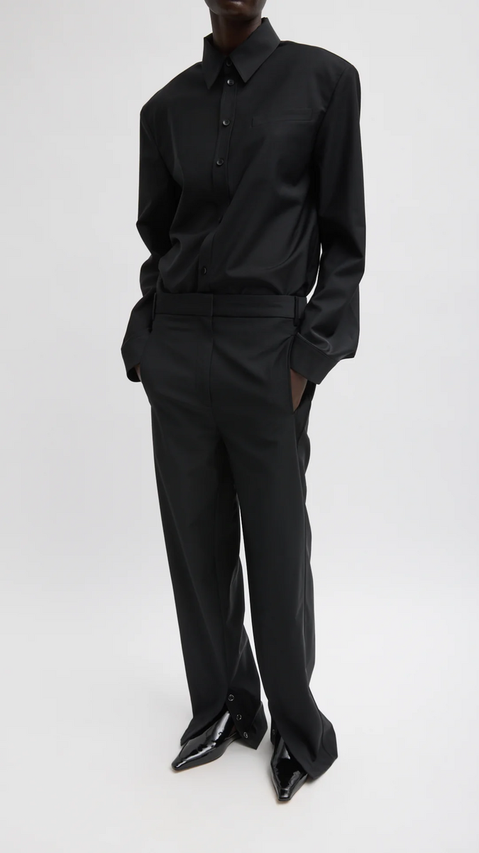 Tibi Tropical Wool Jules Trouser in Black