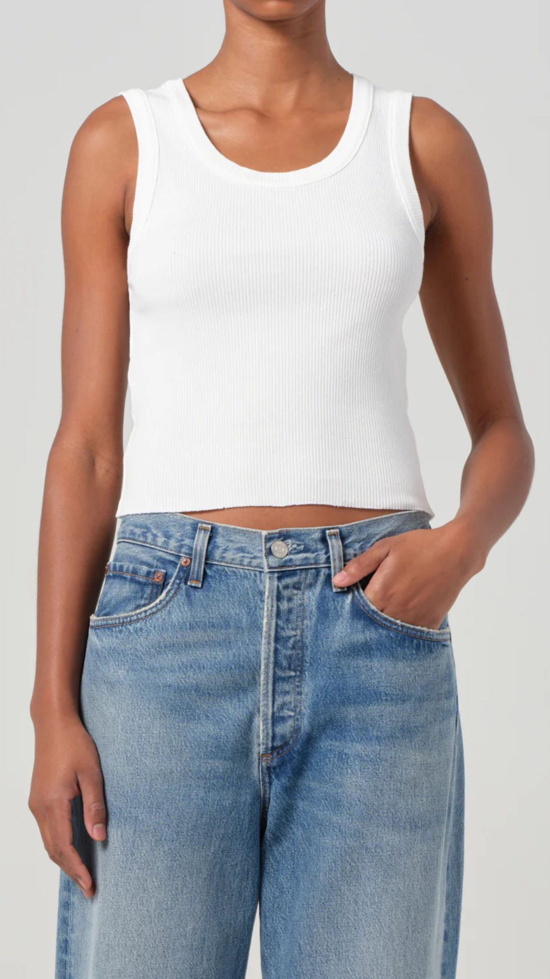 Agolde Shrunken Poppy Tank in Black